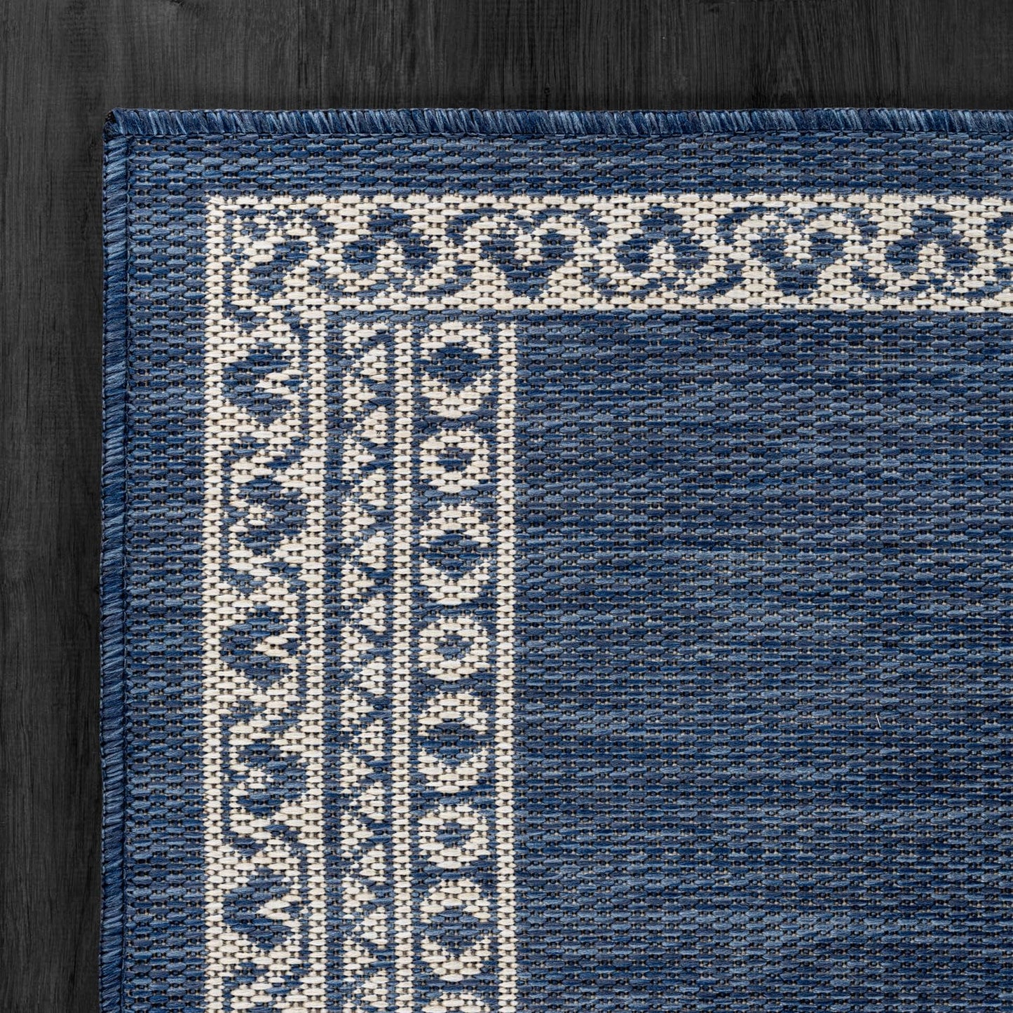 Washable Outdoor Rug 6x9 Modern Area Rugs Outdoor Carpets Bordered Pattern Non Shedding Waterproof Easy Clean Patio Deck Porch Living Room Bedroom Garden RV (6 X 9 Blue)