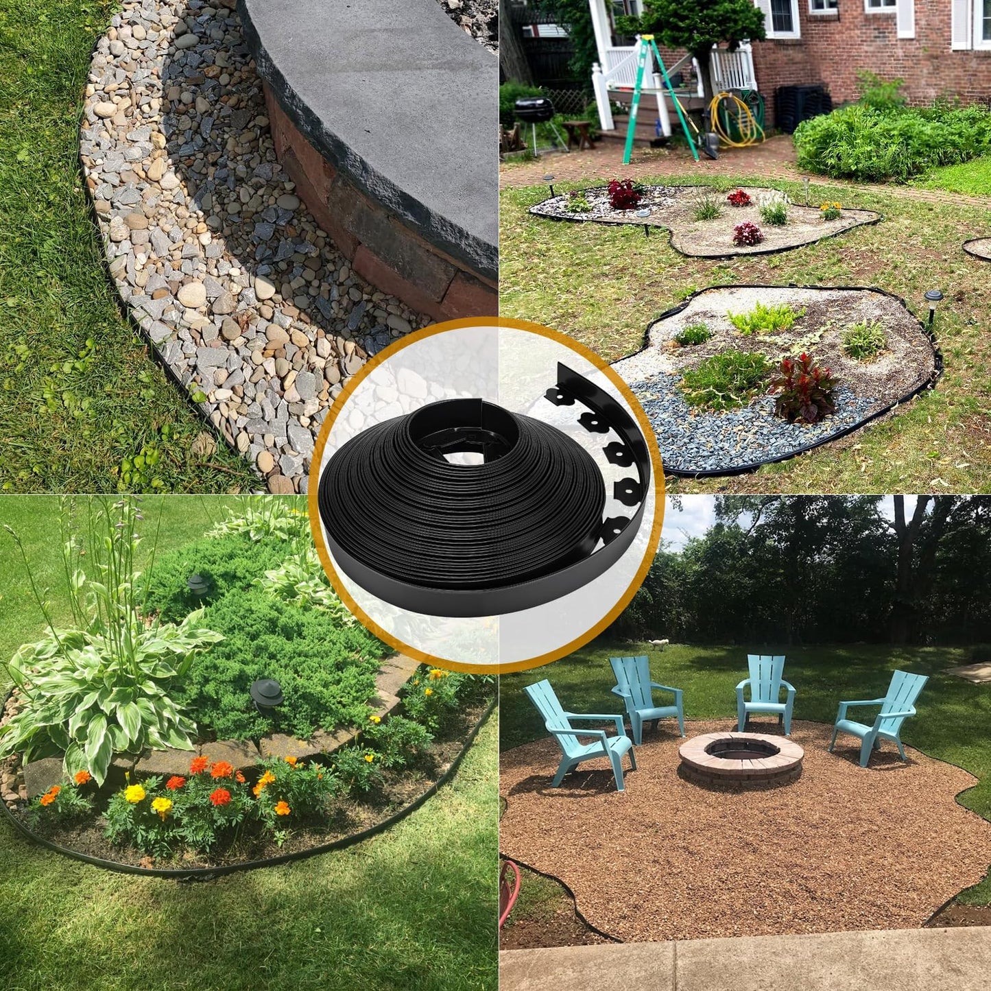 Landscape Edging 2 Inch 100FT, Garden Edging for Landscaping with 150 Pcs Anchoring Spikes & 5 Connectors, Flexible Garden Border Edging for Landscaping, Yard Lawn, Flower Beds