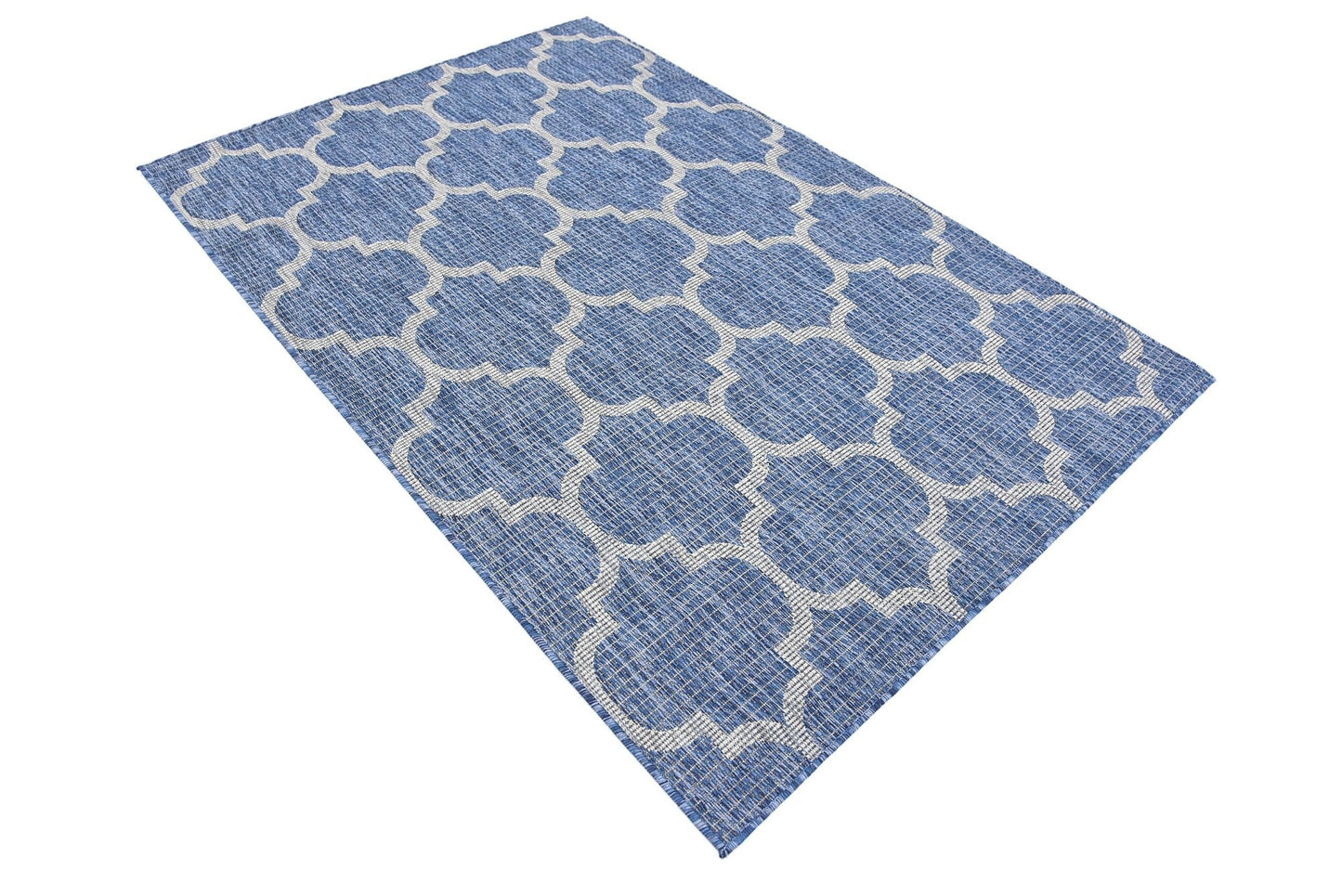Unique Loom Outdoor Trellis Collection Area Rug (4' 1" x 6' 1" Rectangle, Navy Blue/ Ivory)