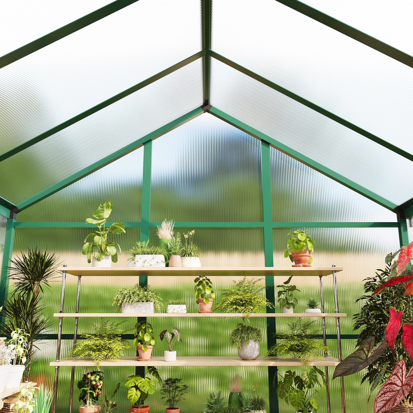 Garvee 6 X 10 Greenhouse, Greenhouses for Outside, Polycarbonate Greenhouse with Aluminum Frame, Lockable Door and Ajustable Roof Vent for Backyard, Green Houses for Outside Garden Backyard, Patio