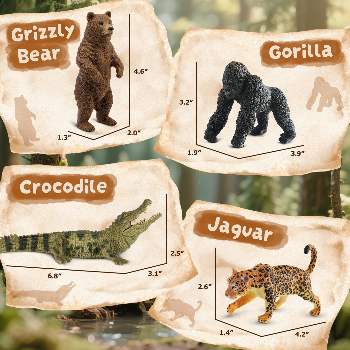 Zippytots 9 PCS Zoo Animal Toys for Kids 3-5 Realistic Plastic Wild Animal Figurine Toys Educational Learning Toy for Kids Boys Girls Toddlers