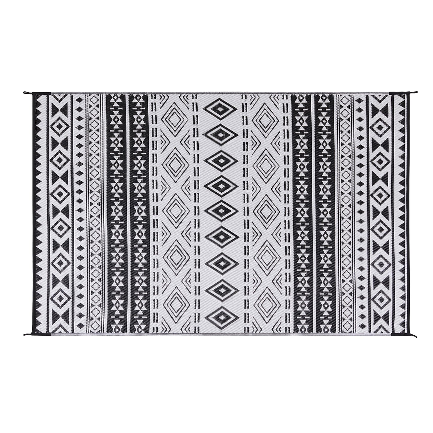 Pure Garden Outdoor Patio Rug with LED Lights - 8x10 Outdoor Rug - Plastic Straw Patio Mat Outdoor Waterproof Carpet - RV or Porch Decor (Gray)