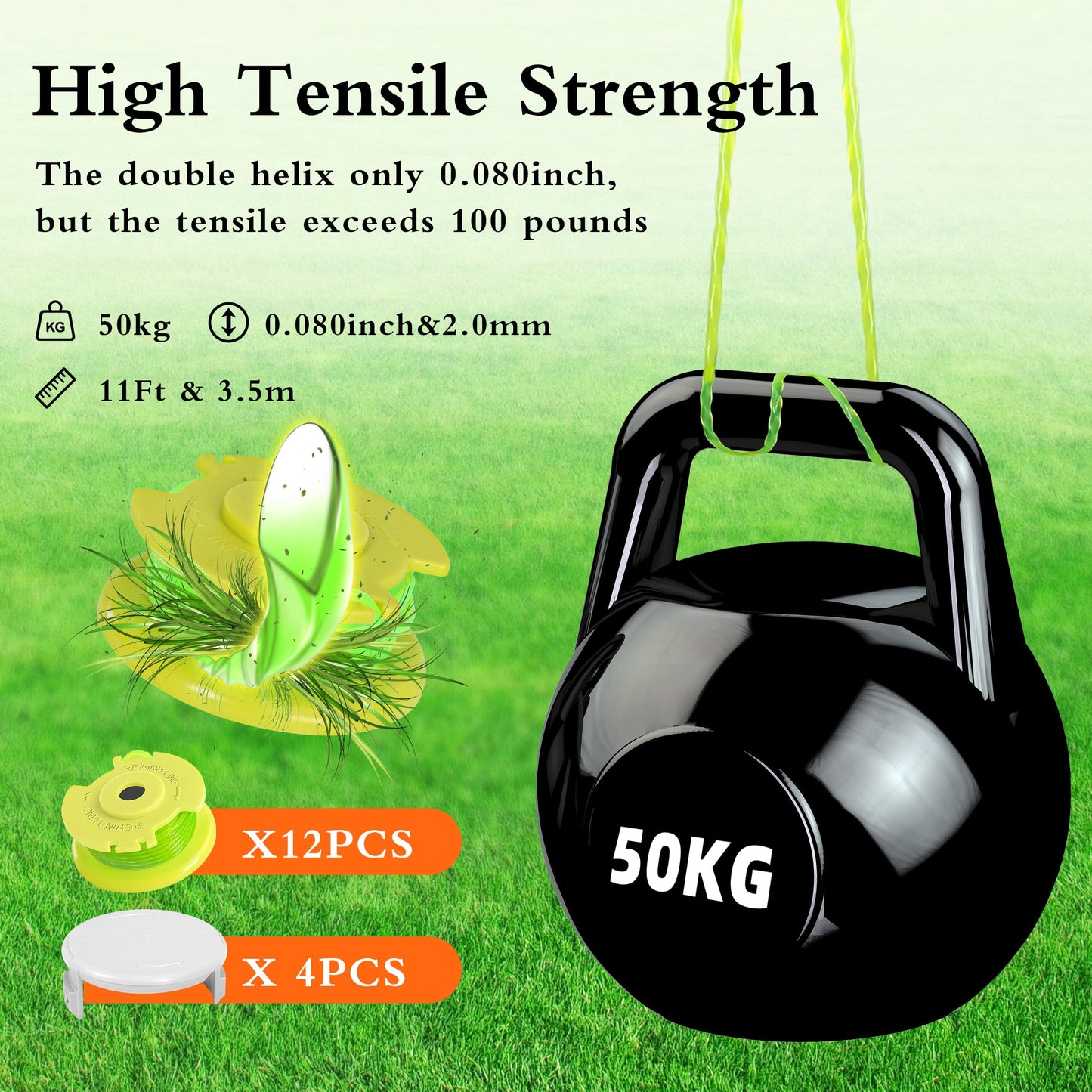 Xgunion Weed Wacker String Replacement for Ryobi One Plus+ AC80RL3 0.08'' String Trimmer Line Compatible with Ryobi Weed Wacker 18V,24V,40V Trimmers (Green)