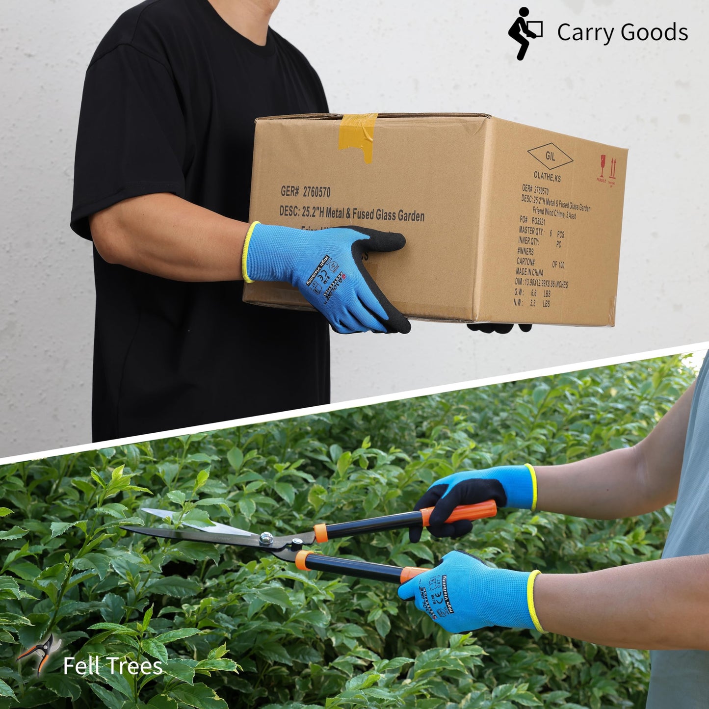 Gasoline Work Gloves MicroFoam Nitrile Coated-12Pairs,Seamless Knit Nylon Gloves,Blue Work gloves (Blue 12-pairs, Large)