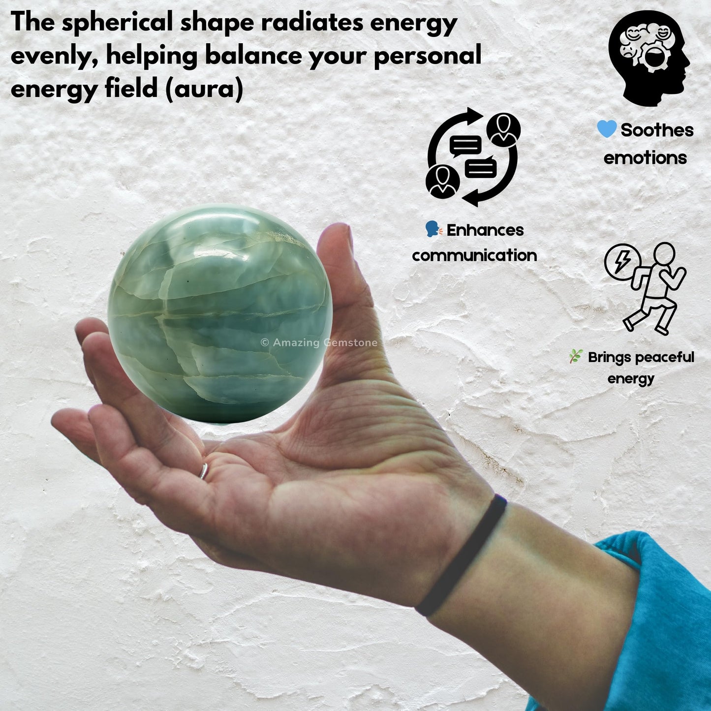 Aquamarine Crystal Ball with Stand - 2" Inches Crystal Sphere Meditation Balls for Witchcraft and Decorative Balls