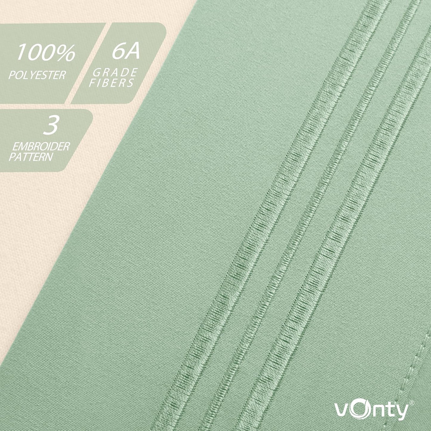 Vonty 2 Pack Standard Pillow Cases - 20x26 Inch, 1800 Thread Count Microfiber Pillowcases Standard Size Sage Green Pillow Cases Luxury & Soft Embroidered Bed Pillow Covers with Envelope Closure