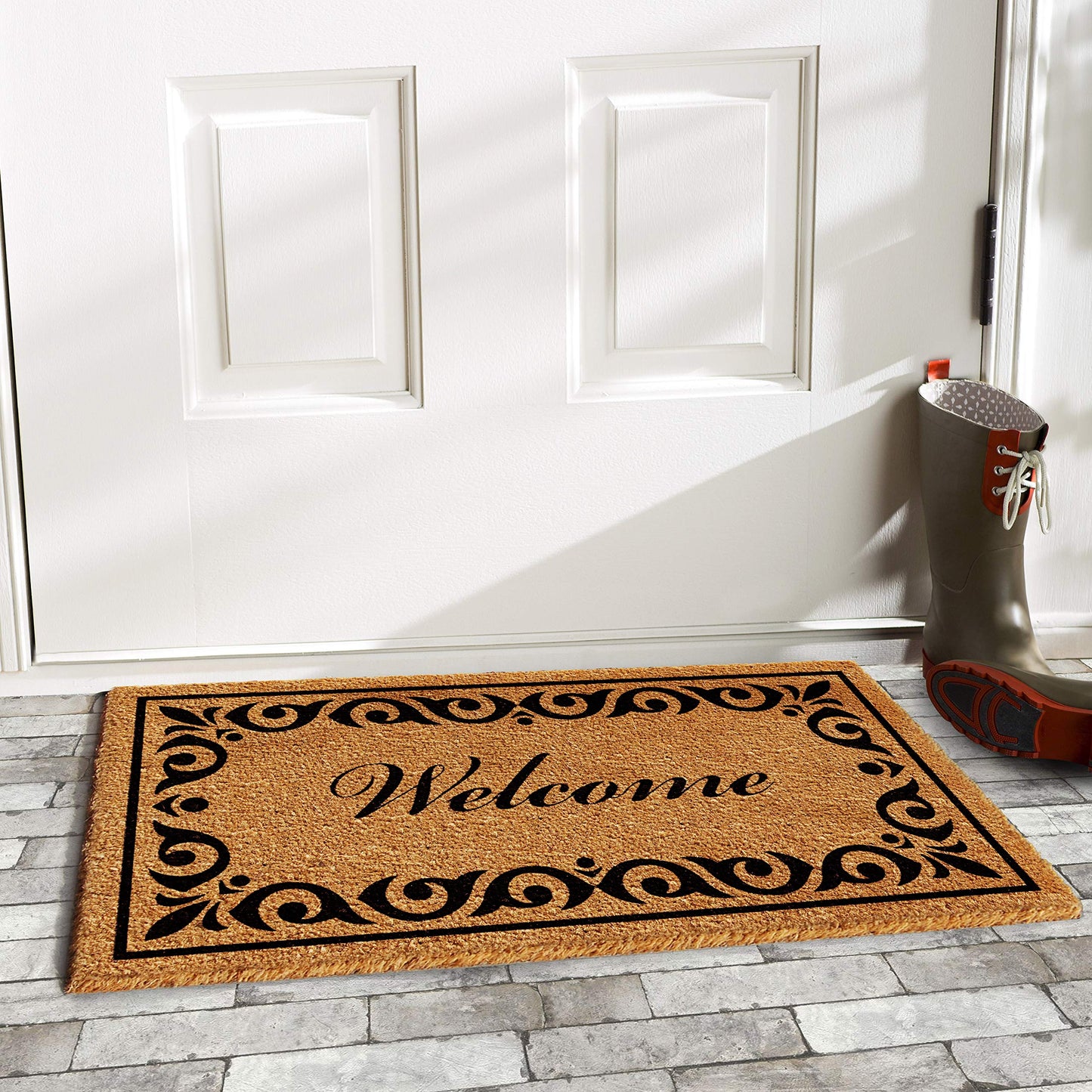 Calloway Mills 102242436 Breaux Welcome Doormat, 24" x 36", Natural/Black