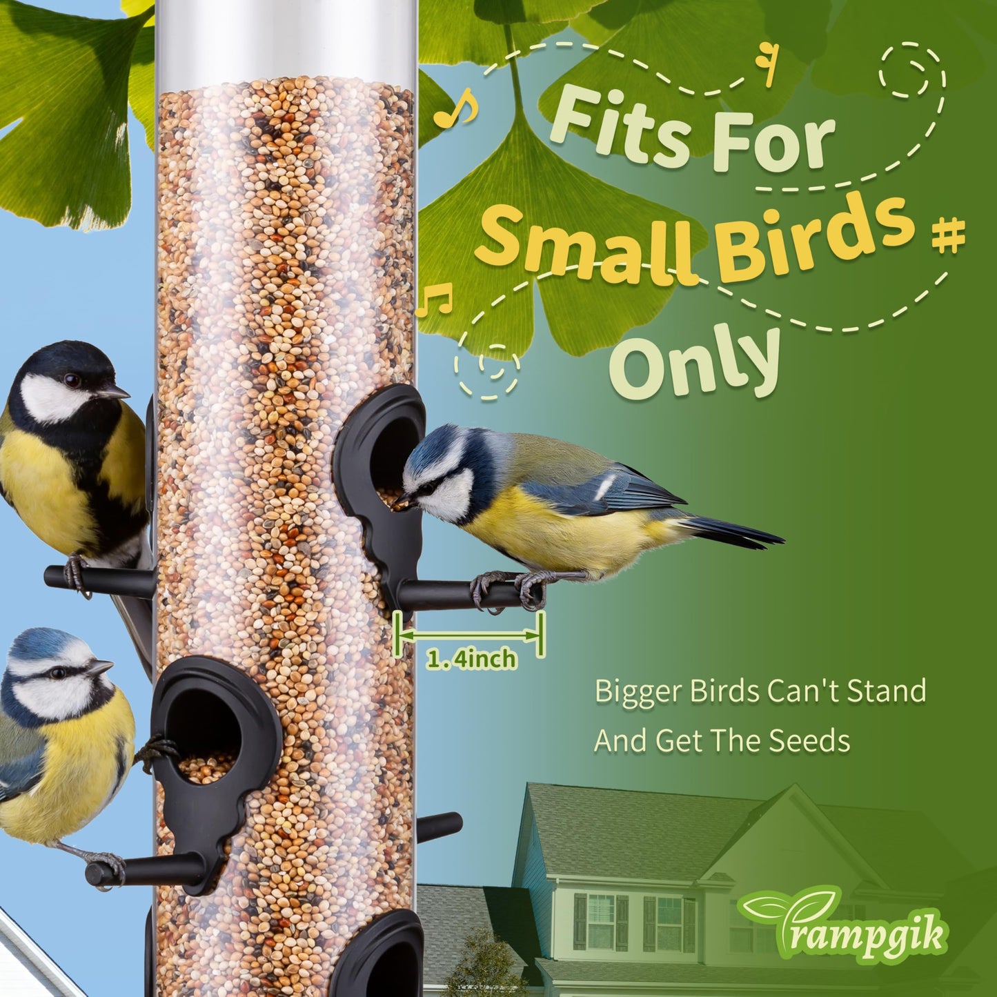 Trampgik Bird Feeders for Outdoors Seed Catcher,6 Port Wild Bird Feeders with Tray,Bird Feeders for Outside Hanging for Cardinal 13 Inch,Black,Pack of 1