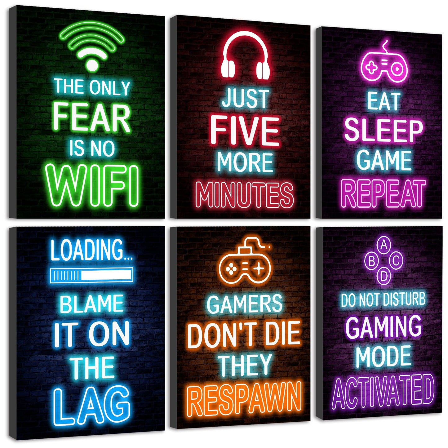 Drsoum Video Gamer Room Decor for Boys Framed Gaming Wall Art Neon Game Wall Posters 8"x10" Teenage Boy Room Decor (Framed)