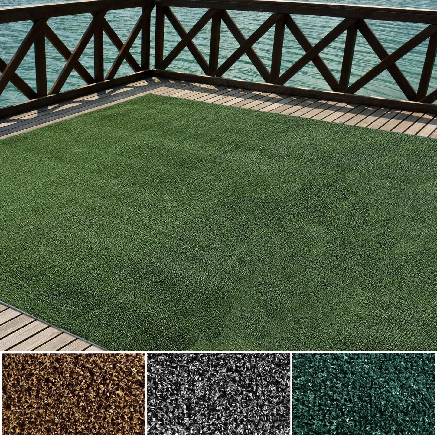 iCustomRug Synthetic Grass Rug – 4 x 10ft Lawn Green Turf Carpet for Patios, Yards, Boats, Camping – Indoor/Outdoor Use
