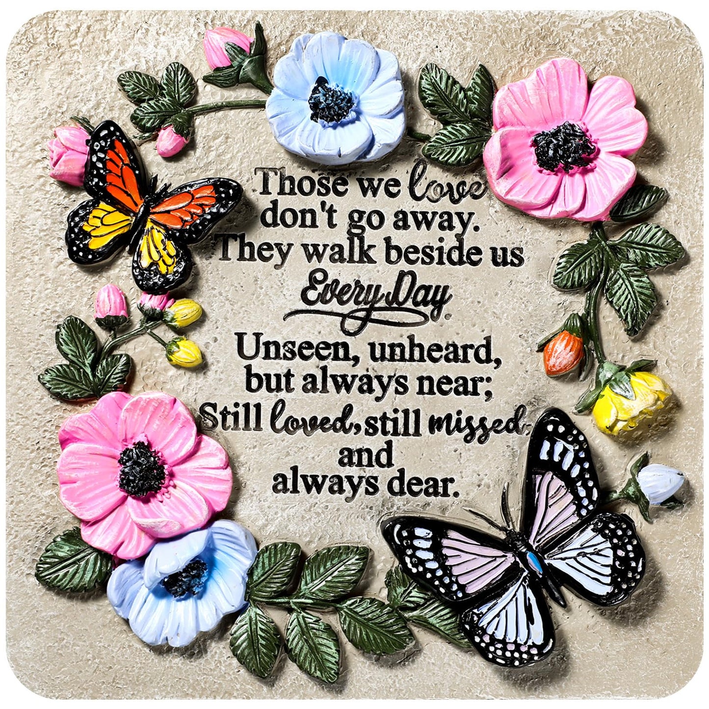 Blosssound Memorial Garden Stone Gifts for Loss of Loved One 9.8 Inch Sympathy Memorial Gifts Those We Love Don't Go Away Condolence Bereavement Plaques for Homes, Lawn and Garden Stepping Stone