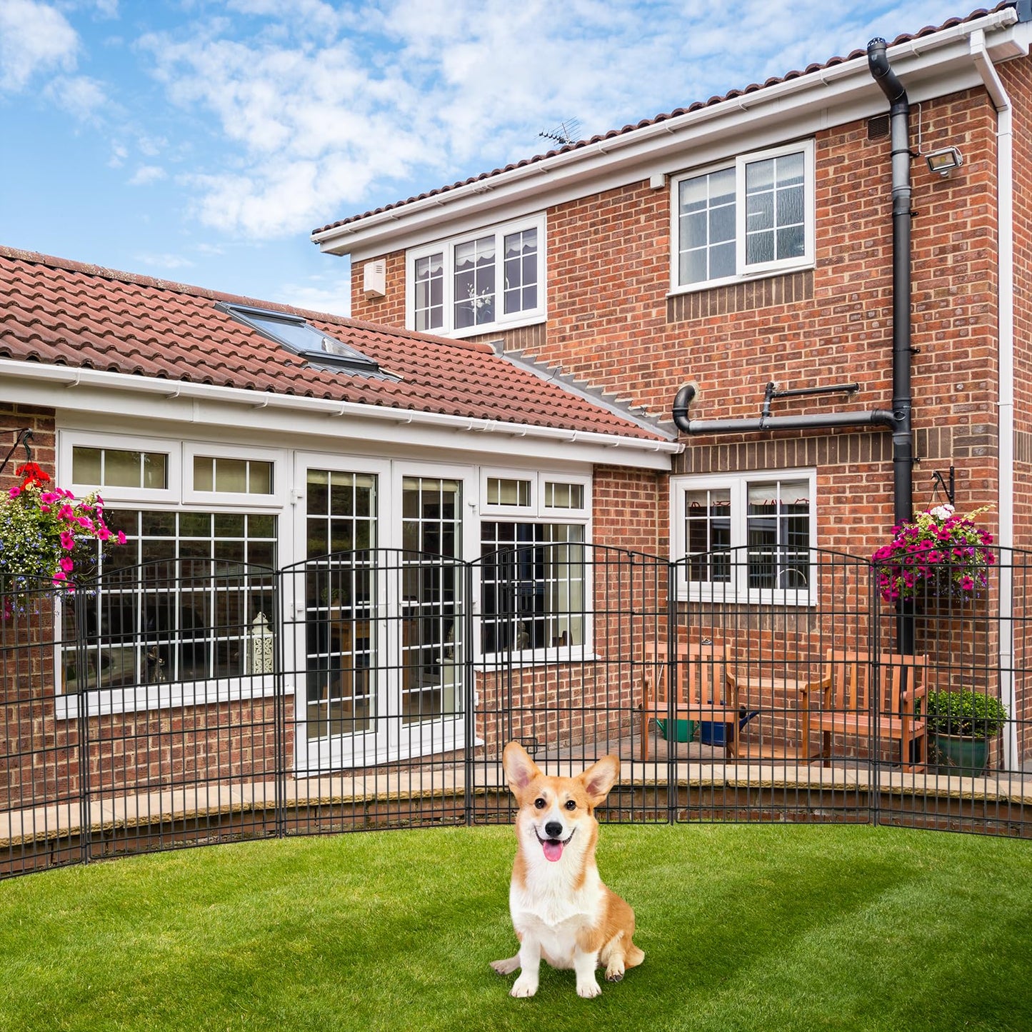 INJOPEXI Decorative Garden Fence 12 Panels 26ft (L)×36in (H) Garden Fences with 11 Panels + 1 Gate, No Dig Animal Barrier Rabbit Fencing Rustproof Metal Wire Temporary Dog Fence for Patio Outdoor Yard