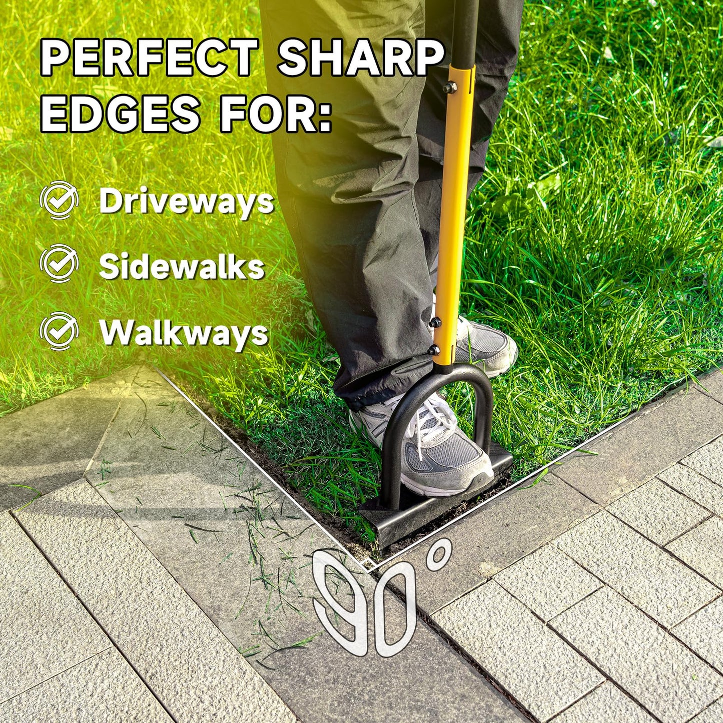 BlumeTrec Manual Edger Lawn Tool with 38"-42" Adjustable Length, Saw-Tooth Border Edger with Wide Footplate Manganese Steel Blade, Garden Edging Tool for Flower Beds, Landscaping, Sidewalks, Yard
