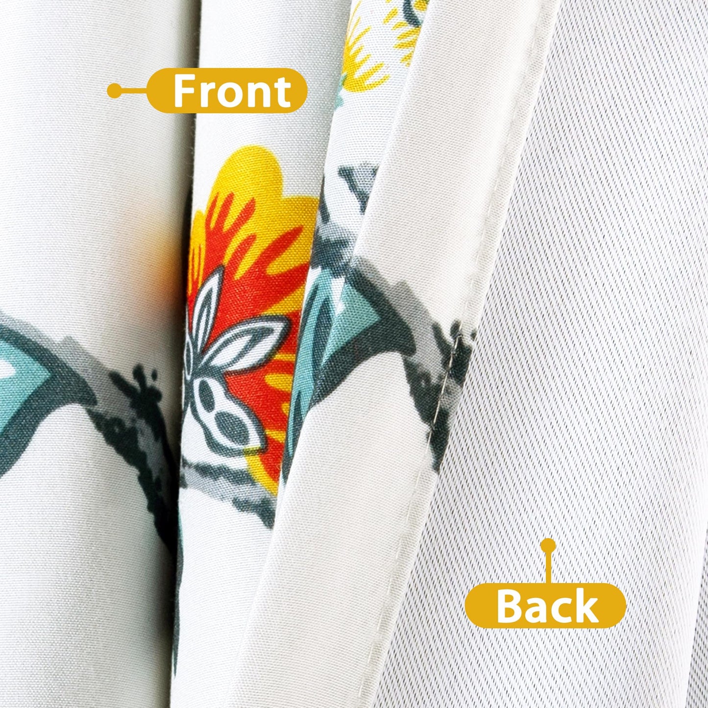 DriftAway Ada Floral Thermal Insulated Double Layer Room Darkening Blackout Curtains Botanical Leaf Flower Printed Patterned Drapes Lined Set of 2 Panels Each 52 Inch by 84 Inch Ivory Orange Teal