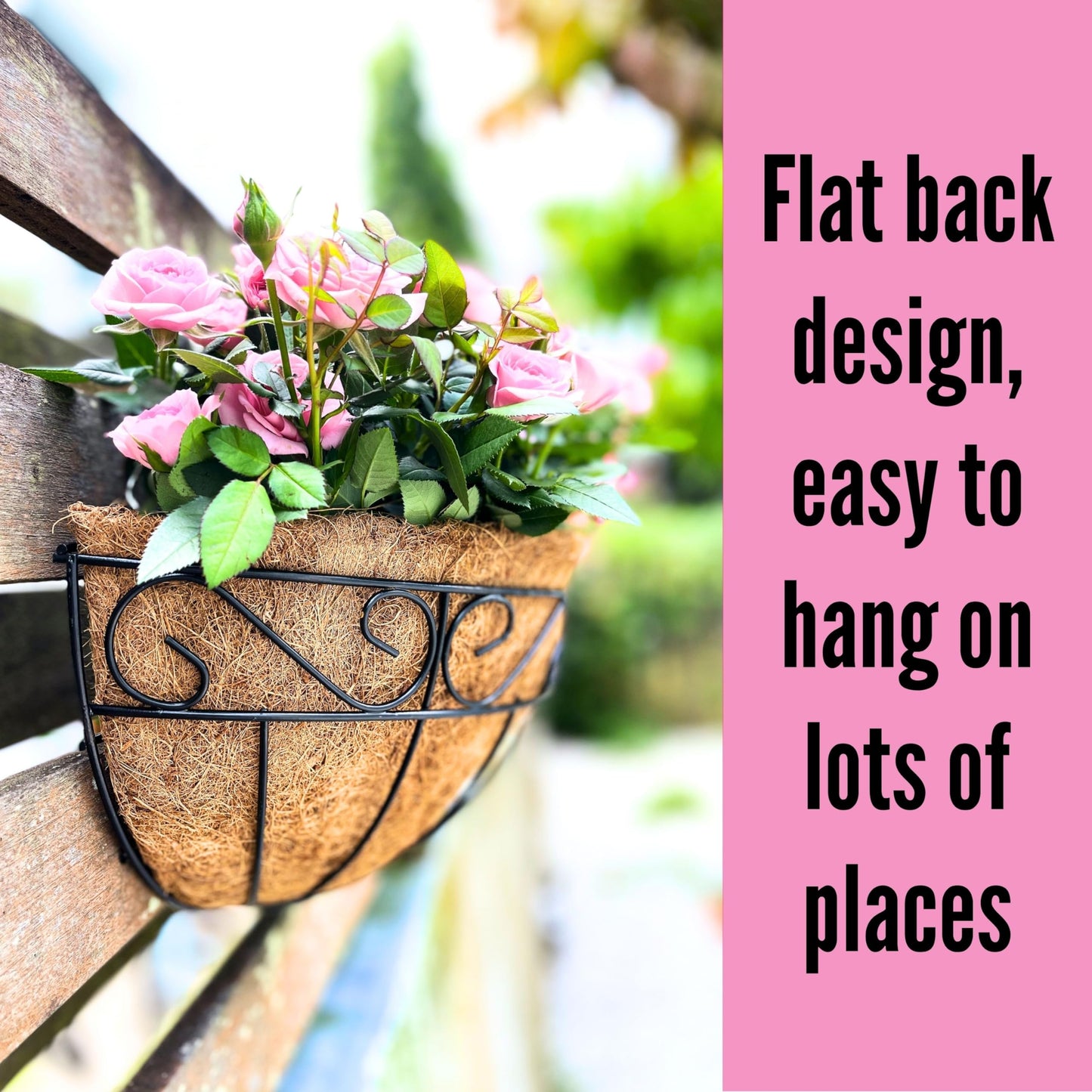 LaLaGreen Wall Hanging Planters, 6 Pack, 12 Inch Balcony Flower Baskets with Coco Liner Outside, Outdoor Vertical Garden, Fence Pots Holder Half Round Semi Circle Rail Railing Deck Porch Balcony Patio