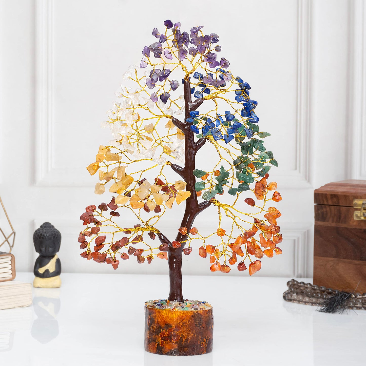 Crocon® 7 Chakra Crystals Tree of Life Birthday Gifts for Women, Men & Friends | Home & Office Decor, Money Tree Healing Crystals Gift | Mom Gift Ideas Housewarming Gifts New Home Sister & Dad