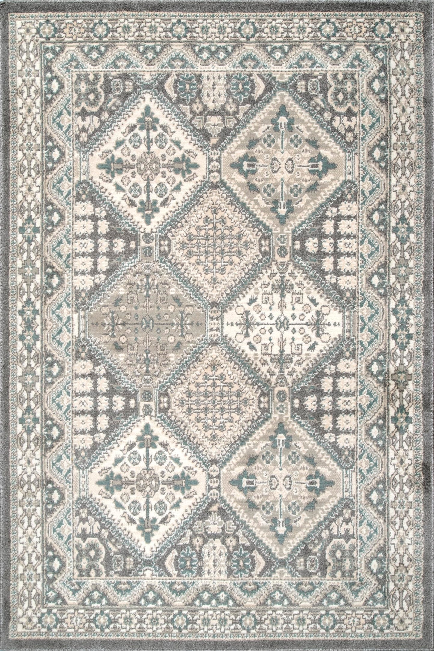 nuLOOM 3x5 Becca Traditional Tiled Area Rug, Charcoal, Faded Transitional Design, Stain Resistant, For Bedroom, Dining Room, Living Room, Hallway, Office, Kitchen, Entryway