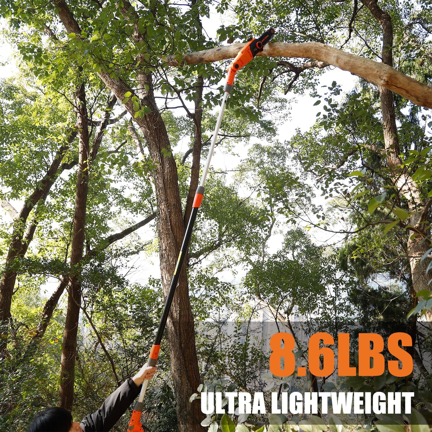 OUTESAWSUPER Electric Pole Saw for Tree Trimming 8-Inch Corded Telescoping Power Pole Saw Adjustable Head Pole Chainsaw for Tree Trimming Courtyard Household