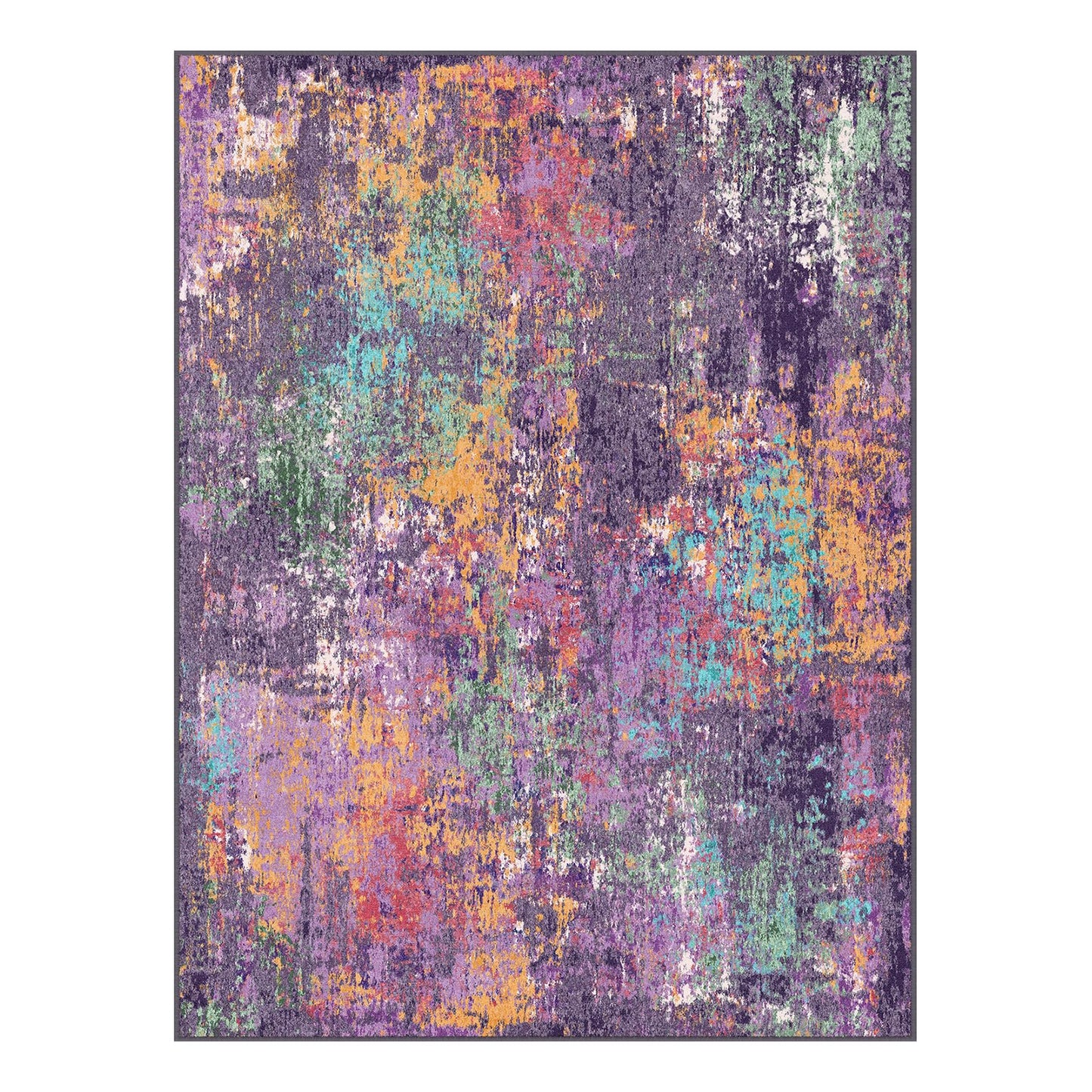 RELEANY Washable Area Rugs 5'x7' Non-Slip Modern Abstract Soft for Living Room Entryway Bedroom Nursery, Print Pattern, Purple Orange Blue Green Rust Red Colorful