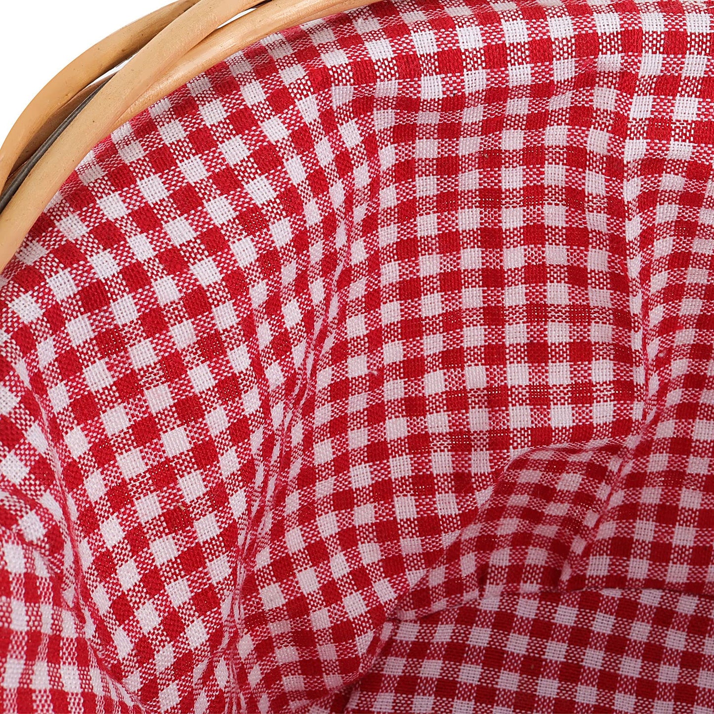 ZEONHEI Wicker Woven Basket with Double Folding Handles, Willow Picnic Hamper with Linen Cloth Lining for Easter Eggs, Candy Storage, Gift Packing, (Red, 14 Inch)