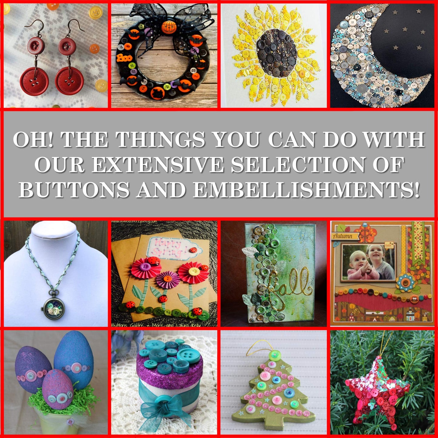 Buttons Galore and More Collection Round Novelty Buttons & Embellishments Based on Variety of Themes, Holidays and Seasons for DIY Crafts, Scrapbooking, Sewing, Cardmaking and Other Projects – 50 Pcs