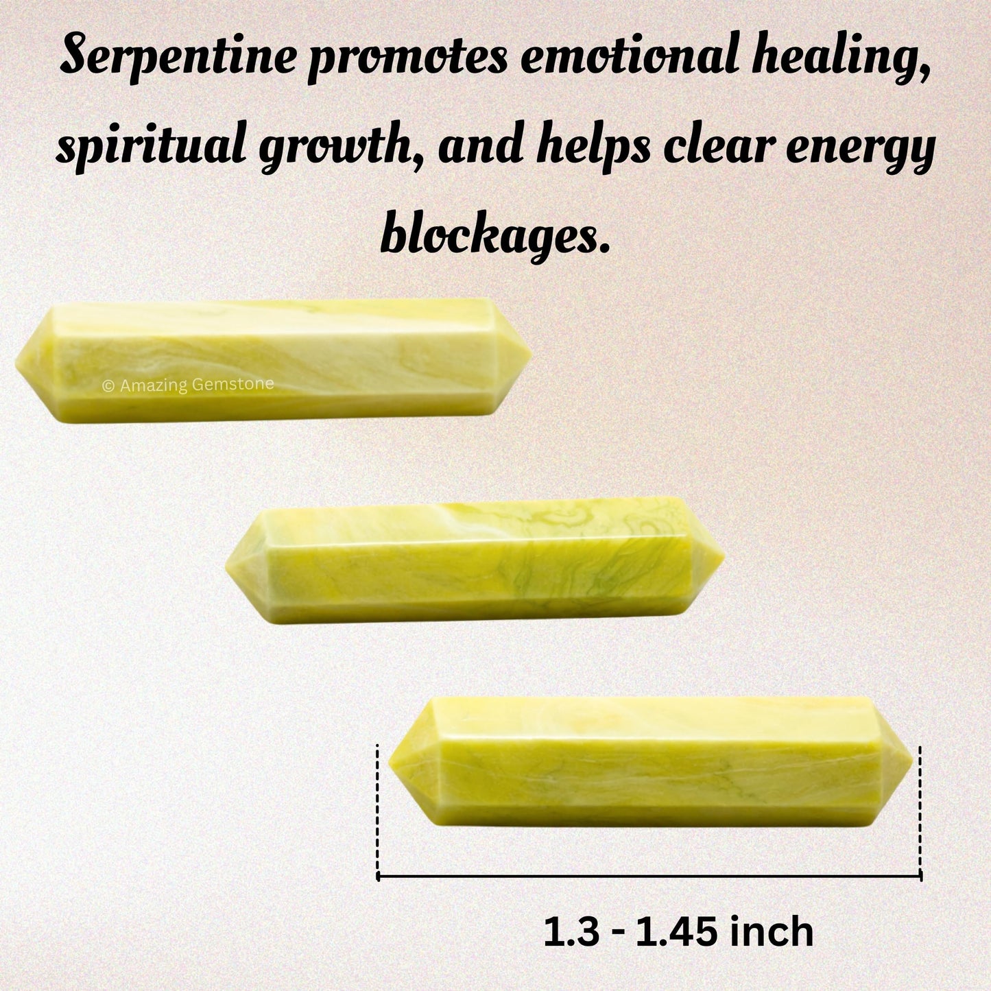 Amazing Gemstone Serpentine Crystal Points Bulk Healing Crystals - Pack of 3 Double Terminated Healing Wand Point Bulk Crystals for Crafts, Crystal Grid, DIY Work - Premium Crystals - Beginners Gifts