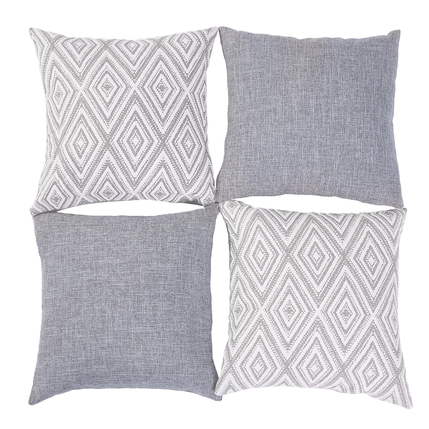 hpuk Decorative Pillow Covers Couch Pillow Covers Throw Pillow Covers for Couch, Sofa, Bed, 17x17 Inch Set of 4 Polyester Farmhouse Pillow Covers, Grey
