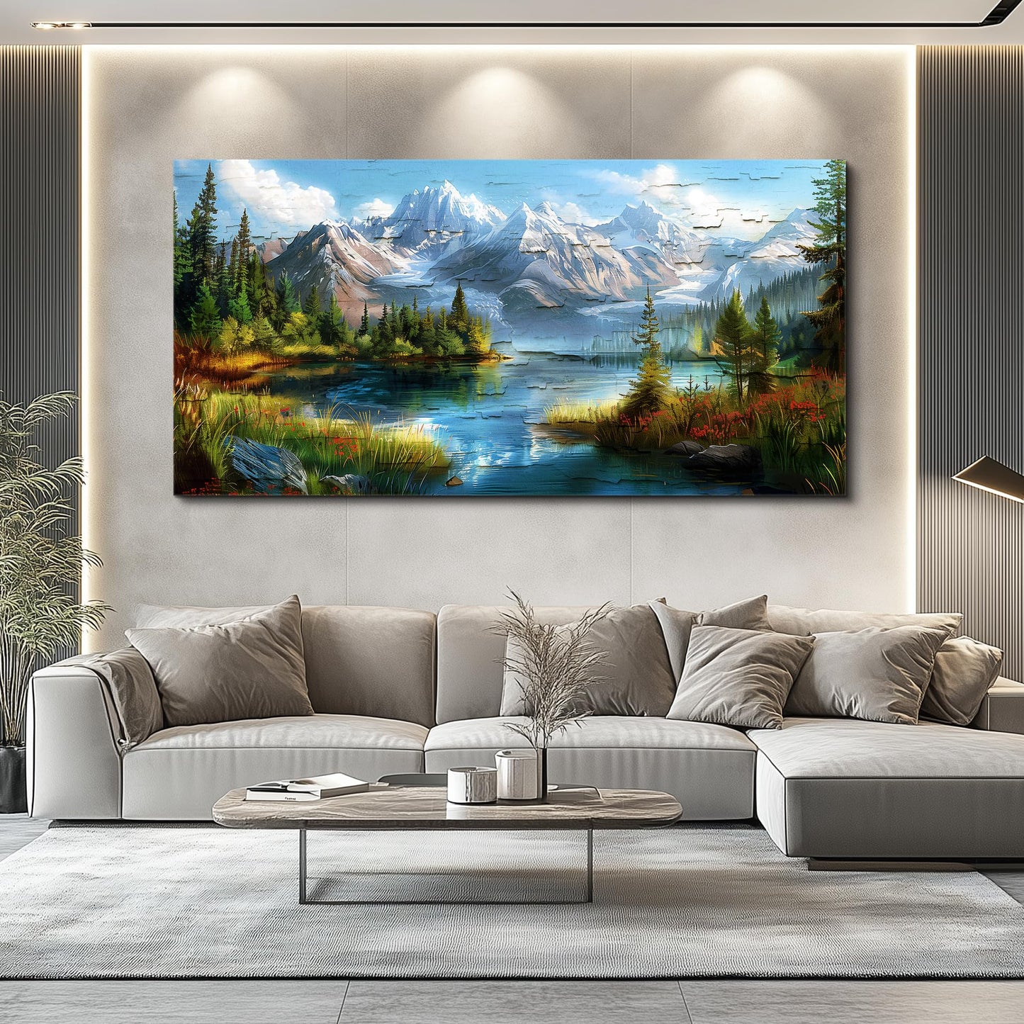 FUHAIHUA Canvas Wall Art For Living Room Wall Decor For Bedroom Modern Office Wall Decoration Mountains Rivers Landscape Painting Farmhouse Pictures Artwork Room Aesthetic Home Decor 20x40 In