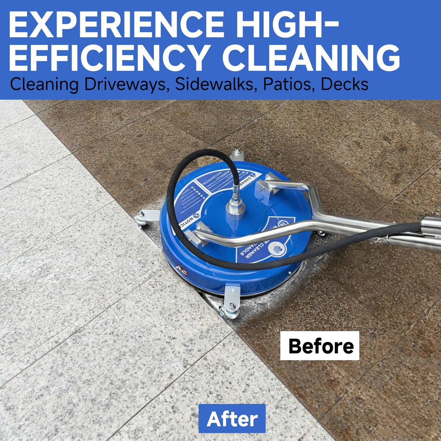 RIDGE WASHER 18’’ Pressure Washer Surface Cleaner, Surface Cleaner with Dual Handle, 4500 PSI Power Washer Surface Cleaners with Wheels for Cleaning Driveways, Sidewalks, Patios