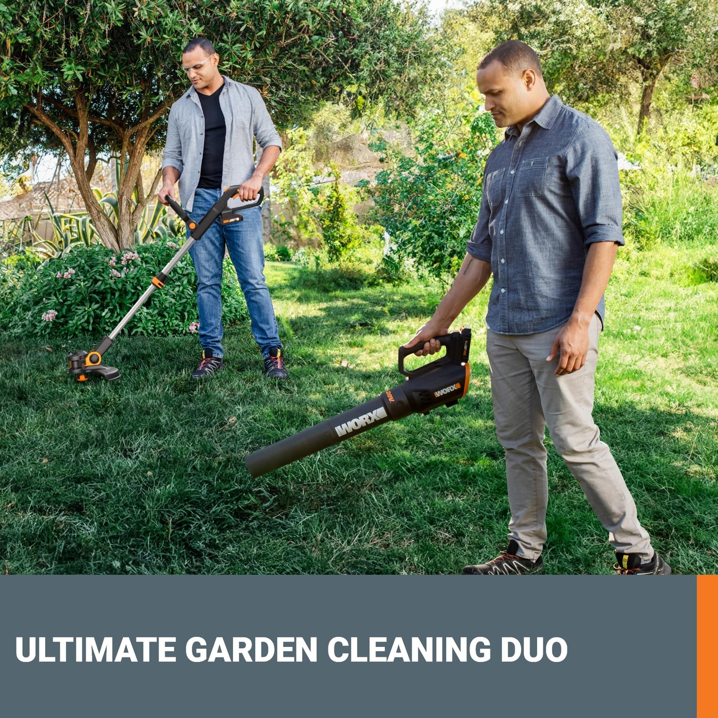 WORX 20V 12'' Cordless String Trimmer & 360 CFM Leaf Blower Combo, 2 Batteries & Charger Included, WG928