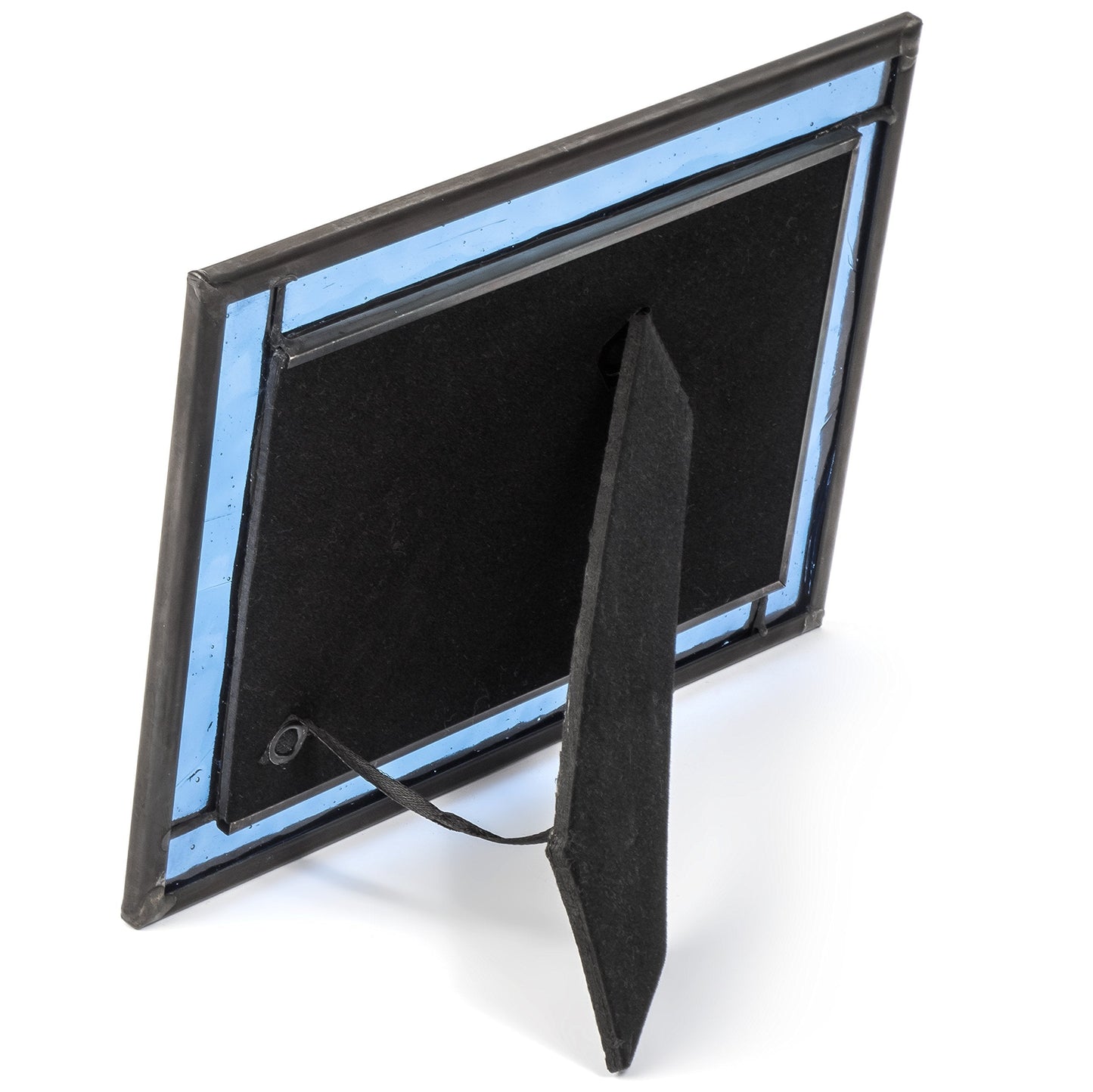 Blue Picture Frame Stained Glass Easel Back 4x6 Photo Display Horizontal Vertical Home Decor Graduation Gift for Women or Men Family Vacation Pic 324-46HV