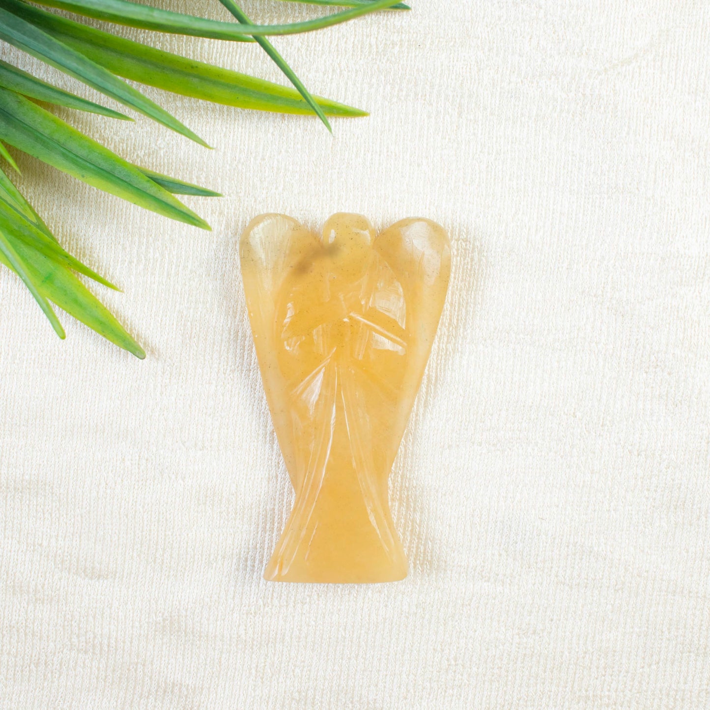 "Yellow Aventurine Gemstone Pocket Angel Healing Figurine, Hand Carved Guardian Angel - Crystals for Positive Energy, Handmade Mini Statue for Love, Peace & Healing, Natural Gemstone Healing Figurine"