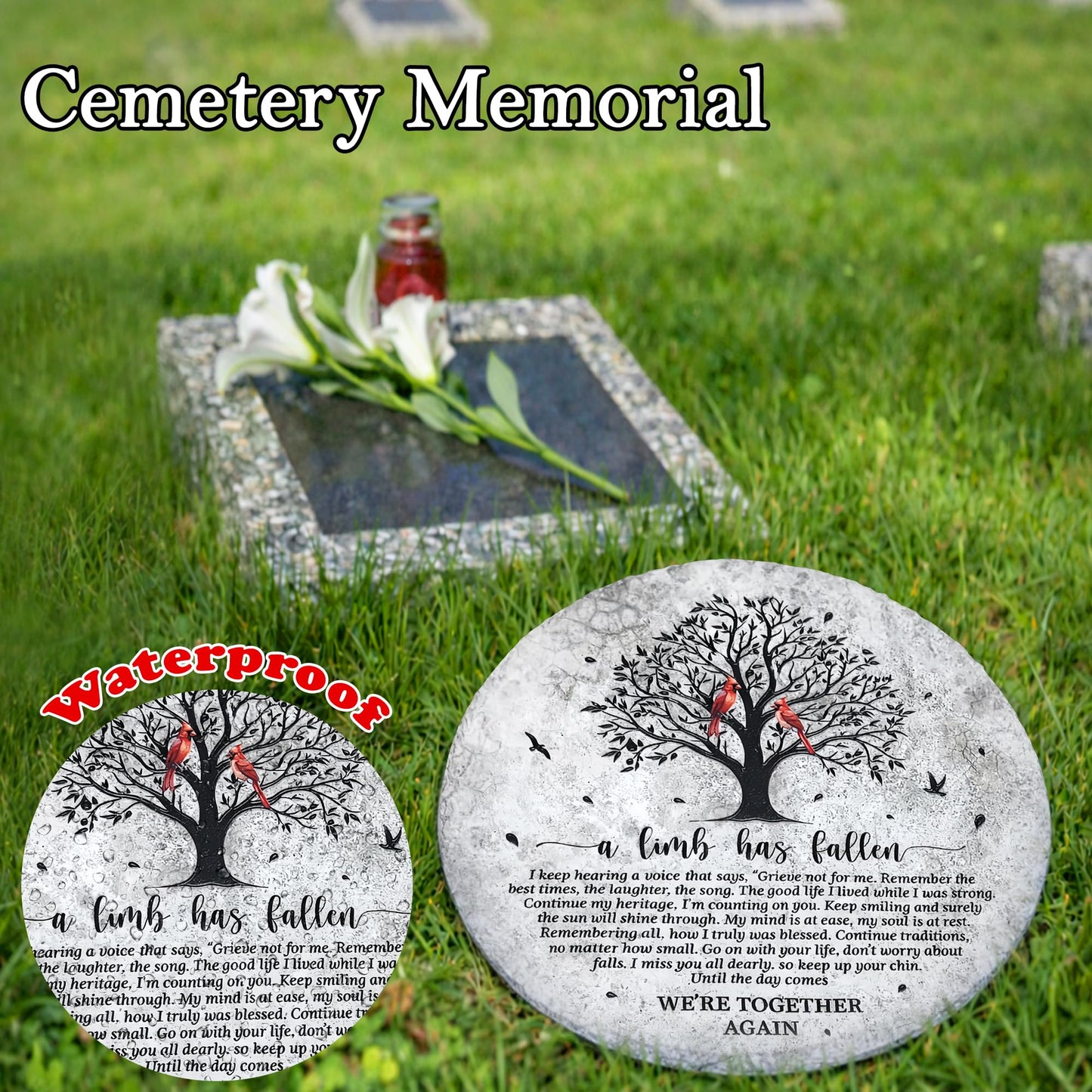 8'' Memorial Garden Stone for Loss of Loved One, Garden Stones in Memory of Loved Ones, Sympathy Gift Mothers Day, Weatherproof Outdoor Memorial Plaques, Remembrance Natural Stone with Stand HS8-8