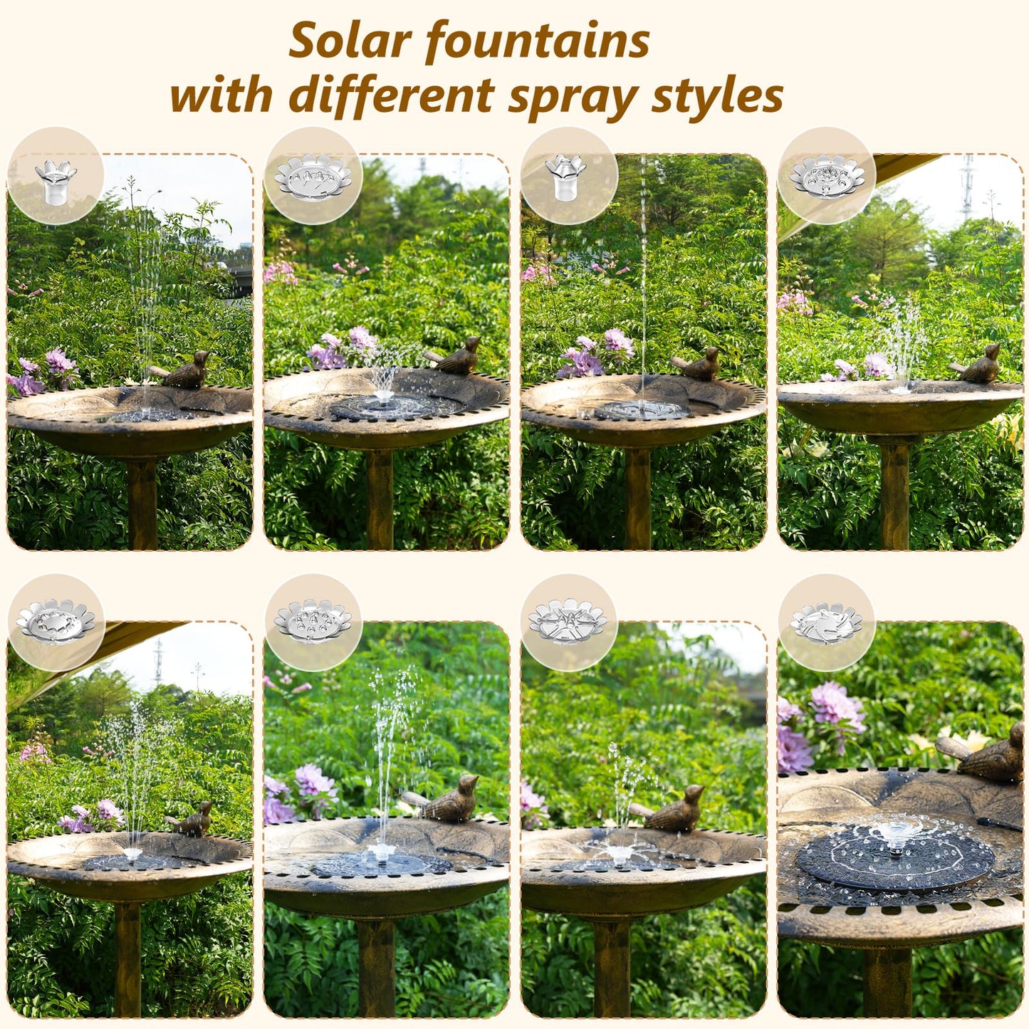 AISITIN 28 Inch Bird Bath with 3.5W Solar Fountain for Outside, Antique Copper Polyresin Pedestal Bird Baths for Outdoor Garden Courtyard Decor, Weather-Resistant Birdbaths with 20" Bowl & 8 Nozzles