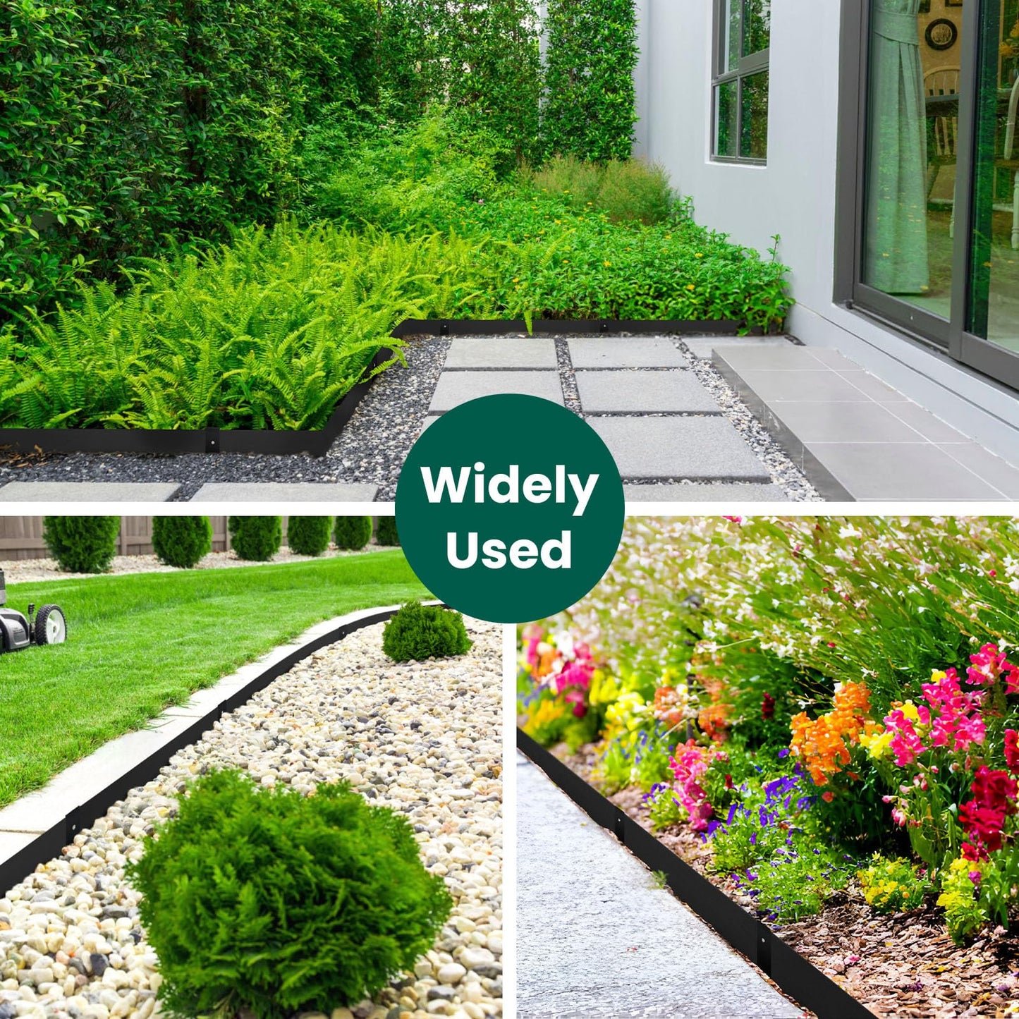 Galvanized Steel Landscape Edging Metal Landscape Edging Black Steel Landscaping Metal Garden Edging Border 6 Inch Depth 40 Inch Strips 6pcs for Lawn Yard 20 Feet Total (with 6 Clips)