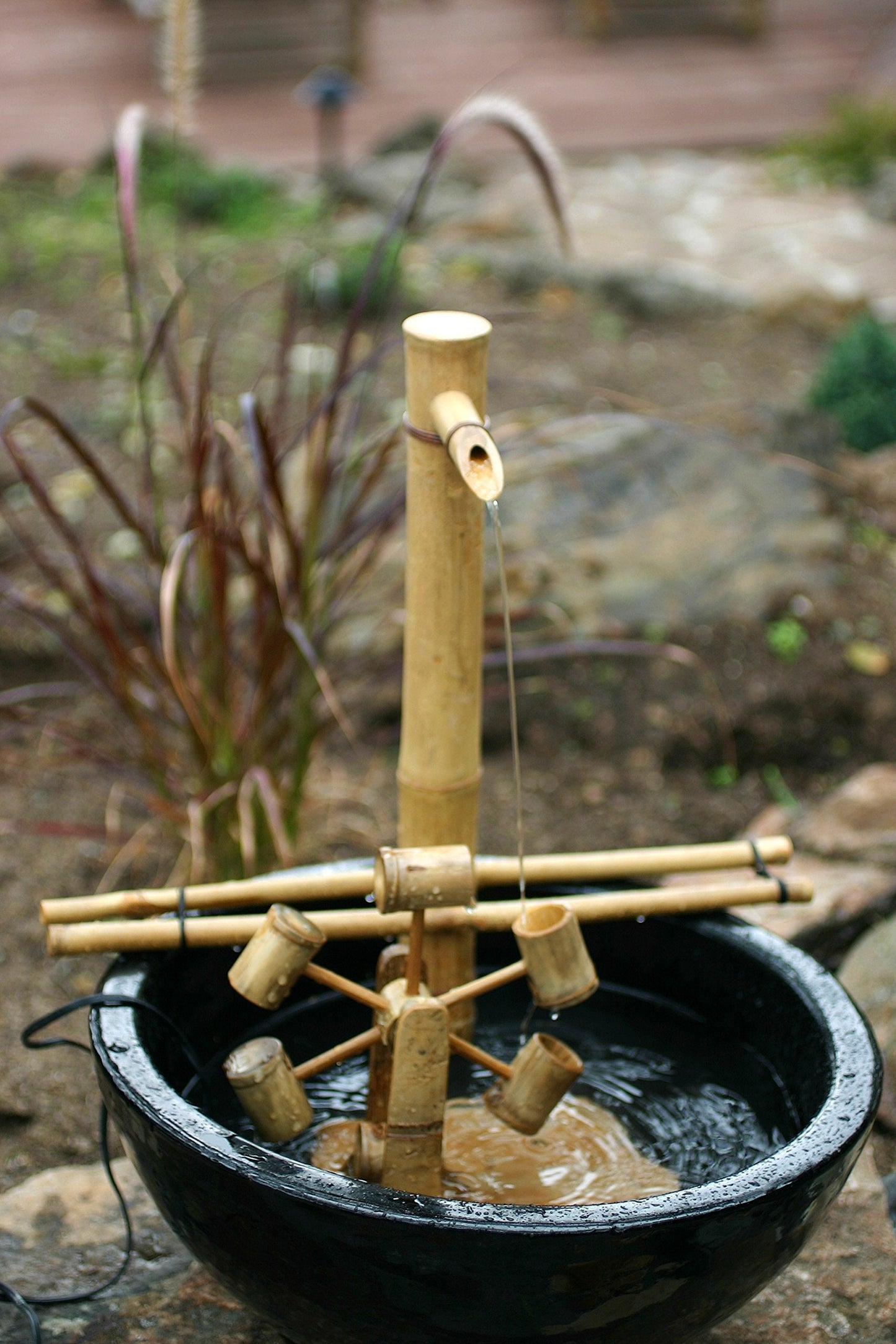 18” Bamboo Fountain Kit – Adjustable Branch Arm Spout with Quiet Pump for Indoor/Outdoor Bowl Fountains – Container Not Included | Natural Bamboo Water Feature for Zen Garden, Patio & Home Décor