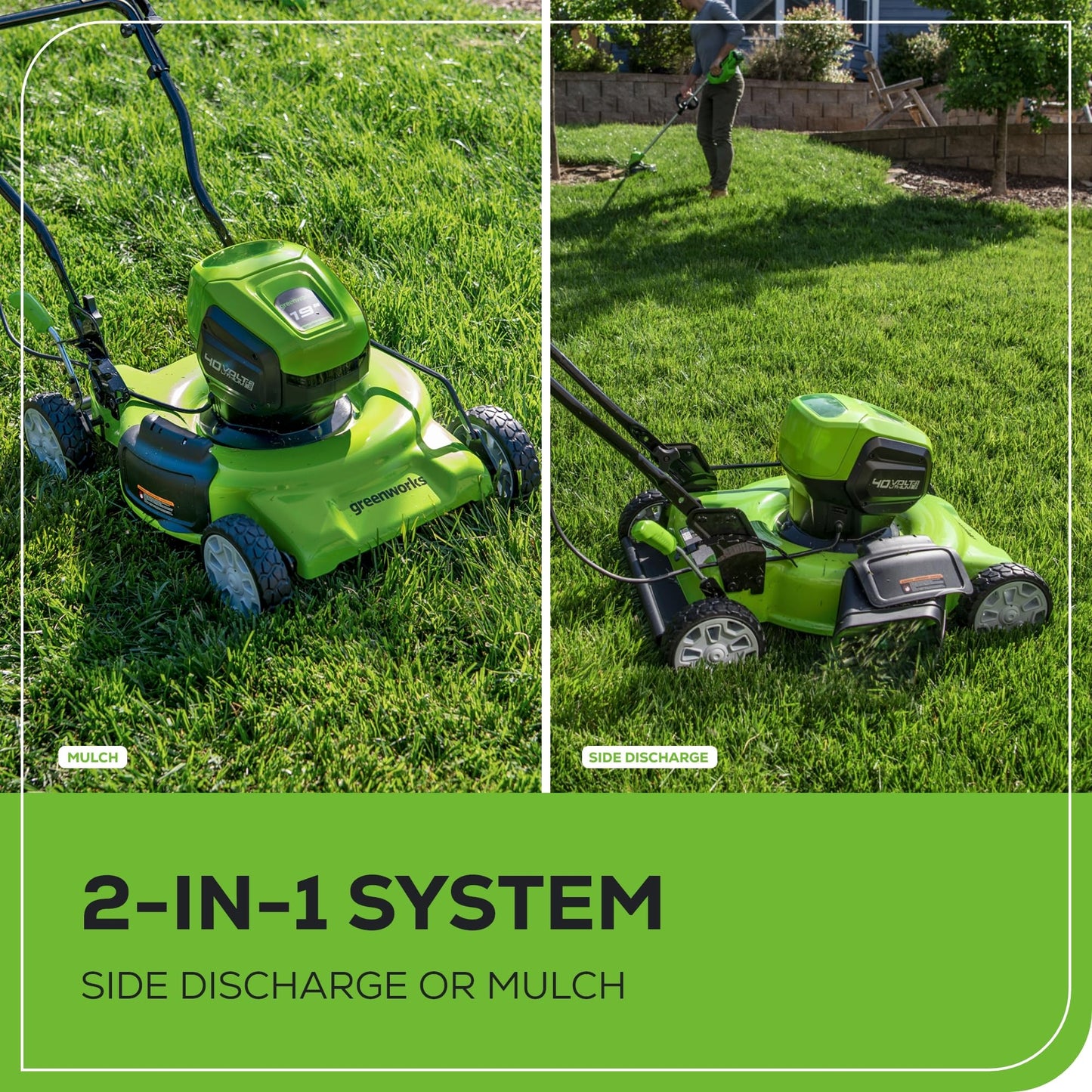 Greenworks 40V 19" Brushless (Push) Cordless Lawn Mower, 4.0Ah Battery and Charger