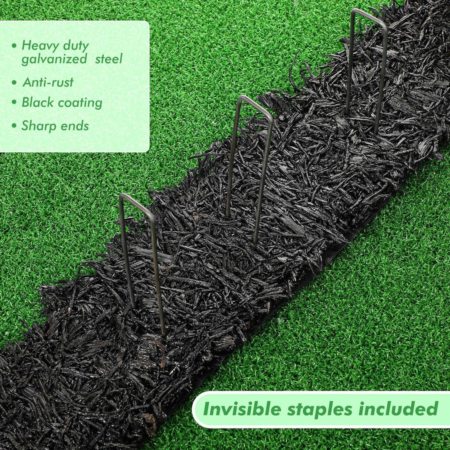 Frienda 4 Roll 120'' x 4.5'' Rubber Mulch for Landscaping Recycled Black Permanent Rubber Mulch Mat Cuttable Garden Edging Border Mat for Garden Plants Walkway Pathway Vegetables and Flowers