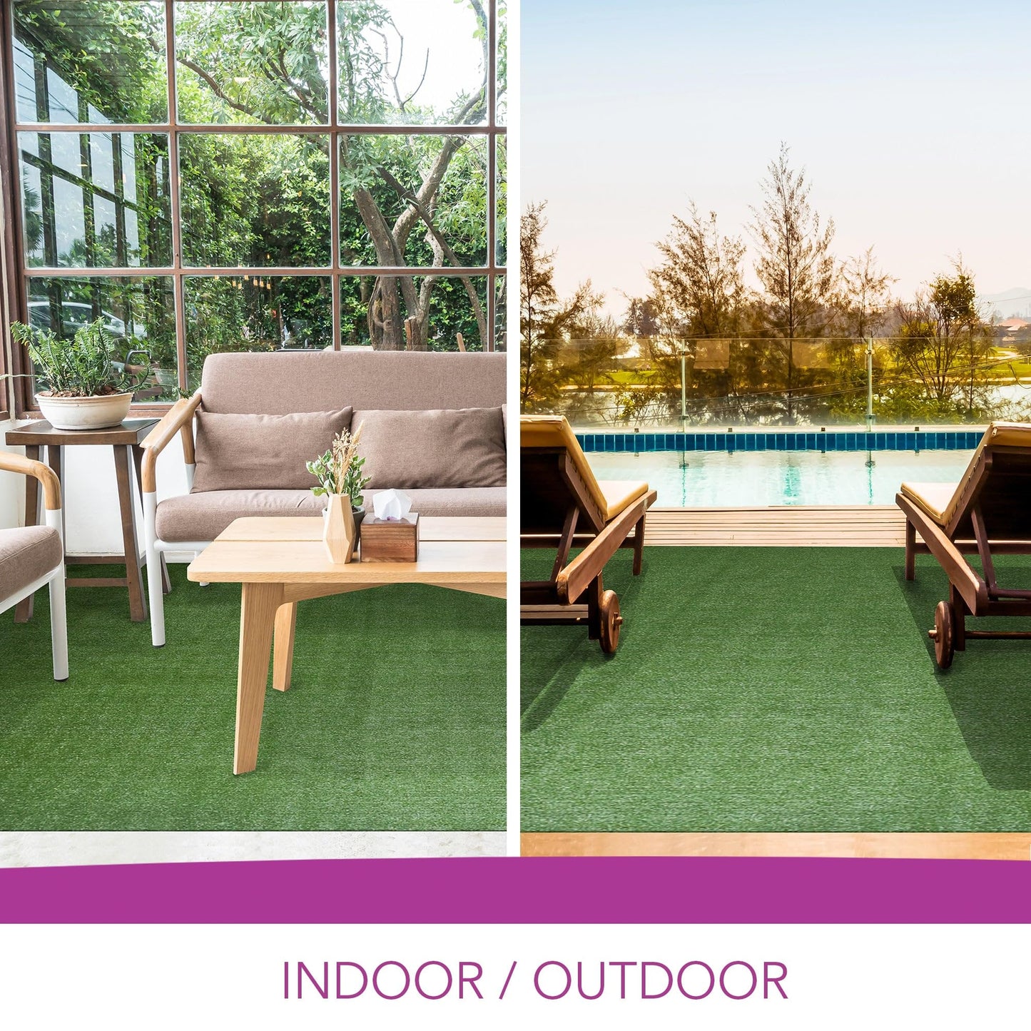iCustomRug Synthetic Grass Rug – 4 x 10ft Lawn Green Turf Carpet for Patios, Yards, Boats, Camping – Indoor/Outdoor Use