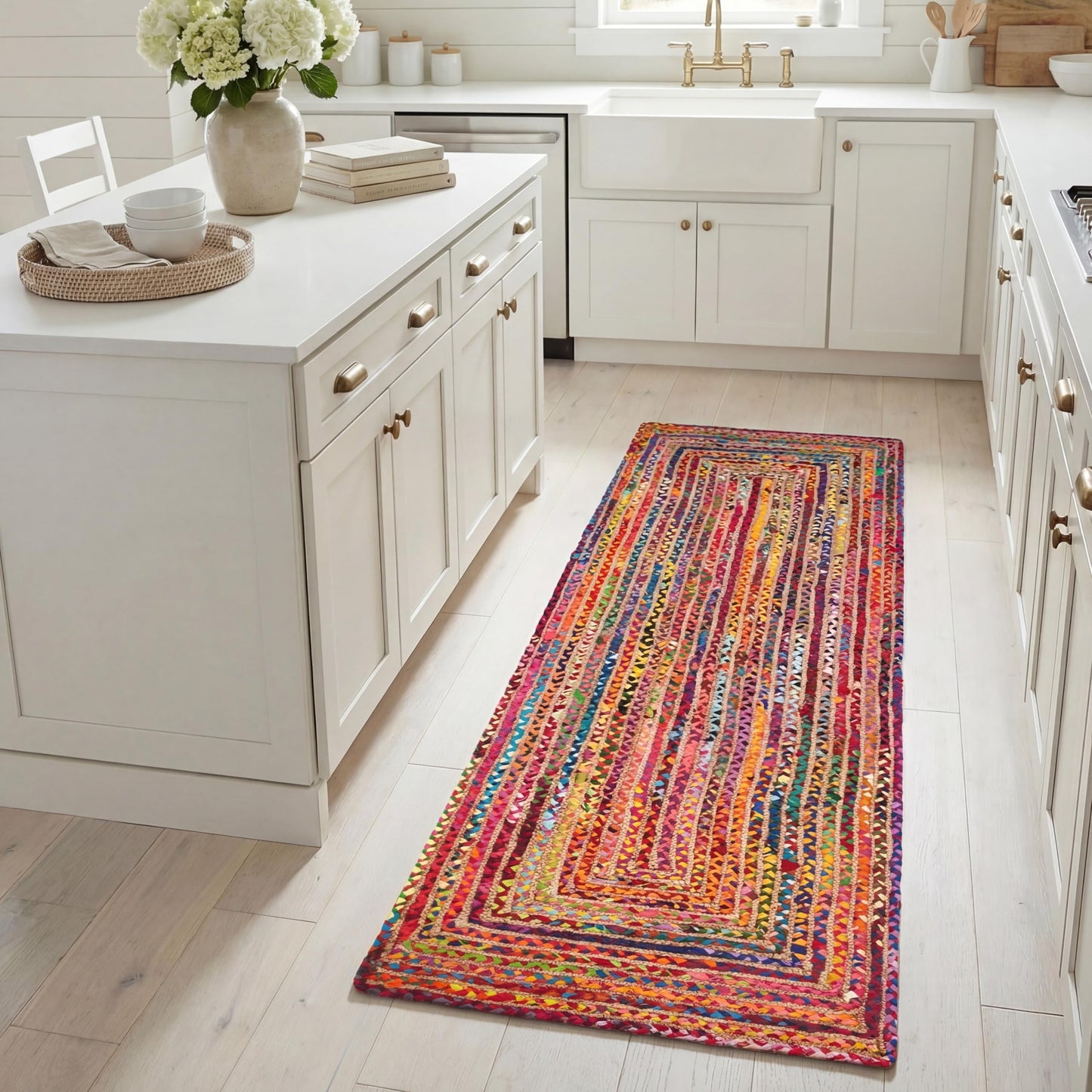 SAFAVIEH Cape Cod Collection Runner Rug - 2'3" x 6', Red & Multi, Handmade Jute & Cotton, Woven Braided Design (CAP202A)
