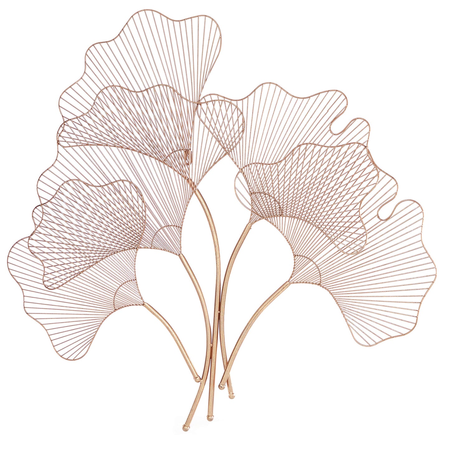 Deco 79 Metal Floral Home Wall Decor Ginkgo Leaf Wire Wall Sculpture, Wall Art 35" x 1" x 34", Copper