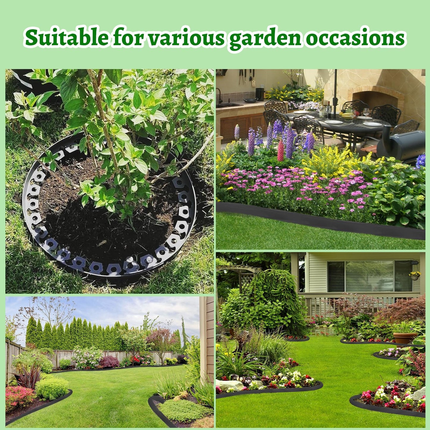 40 ft Fence Edging for Landscaping Include Garden Pruning Scissors,40 Spikes,40 ft Lawn Edging Edging for Landscaping Edging and Garden Edging and Garden Border(Black-40ft)