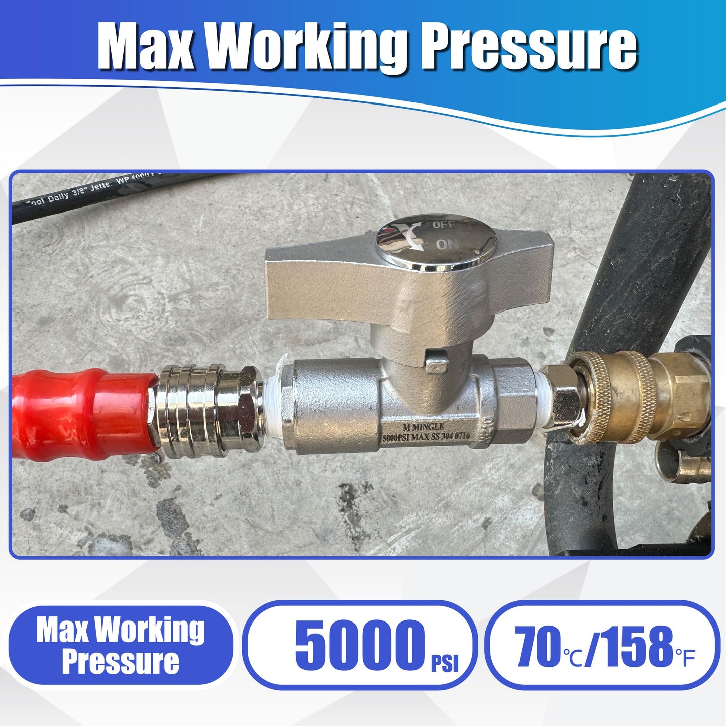 M MINGLE Ball Valve Pressure Washer, 3/8" Quick Connect Ball Valve for Power Washer Hose, 5000 PSI