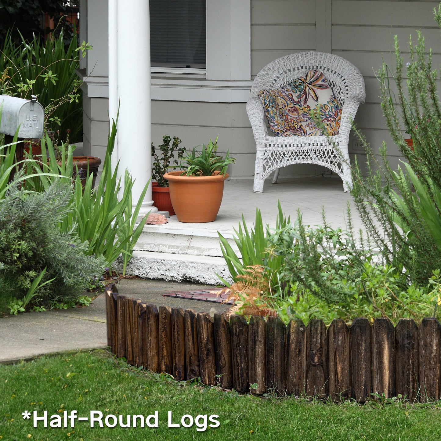 Wood Garden Edging, Wooden Fence Border Decorative Small Picket Panels for Flower Bed Barriers and Landscape Fencing