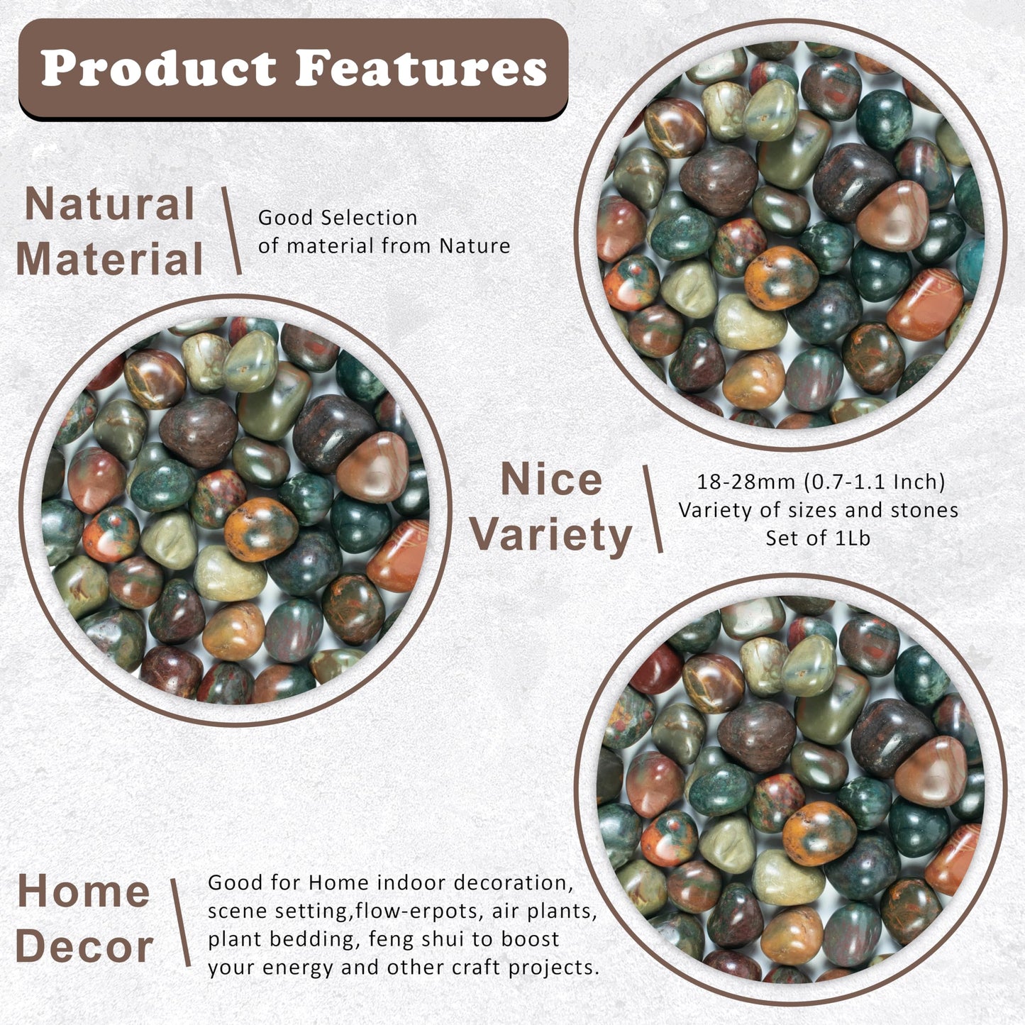 "Crocon 1LB Fancy Bloodstone Tumbles Stones and Crystals Bulk 2000+ Carats Natural Crystal Kit for Reiki Healing Crystal Polished, Tumble Stones, Chakra Balancing, Gift, Home Decor Size : 20-25 mm "
