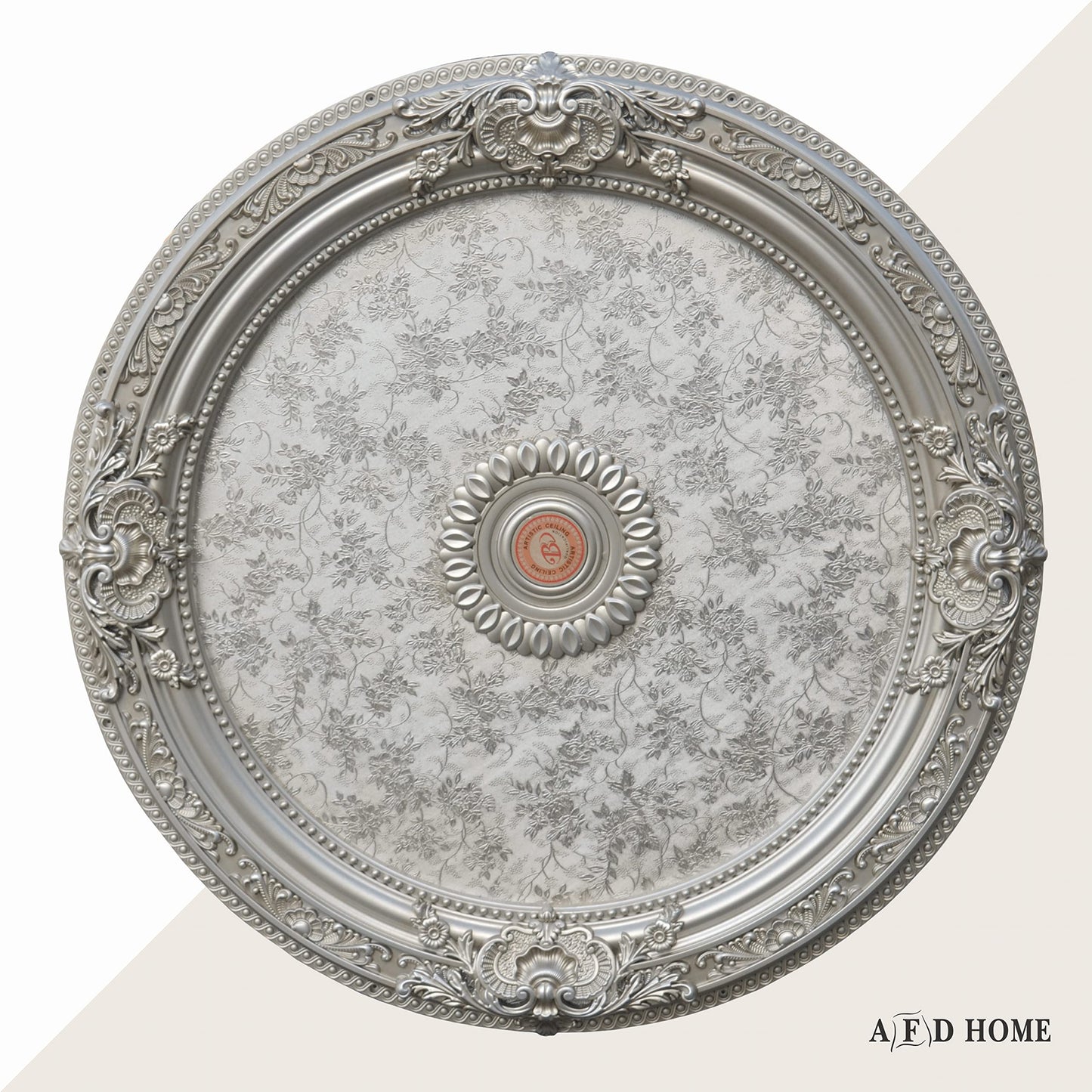 AFD Home Antique Round Silver Chandelier Ceiling Medallion or Fan Medallion, 36 Inches