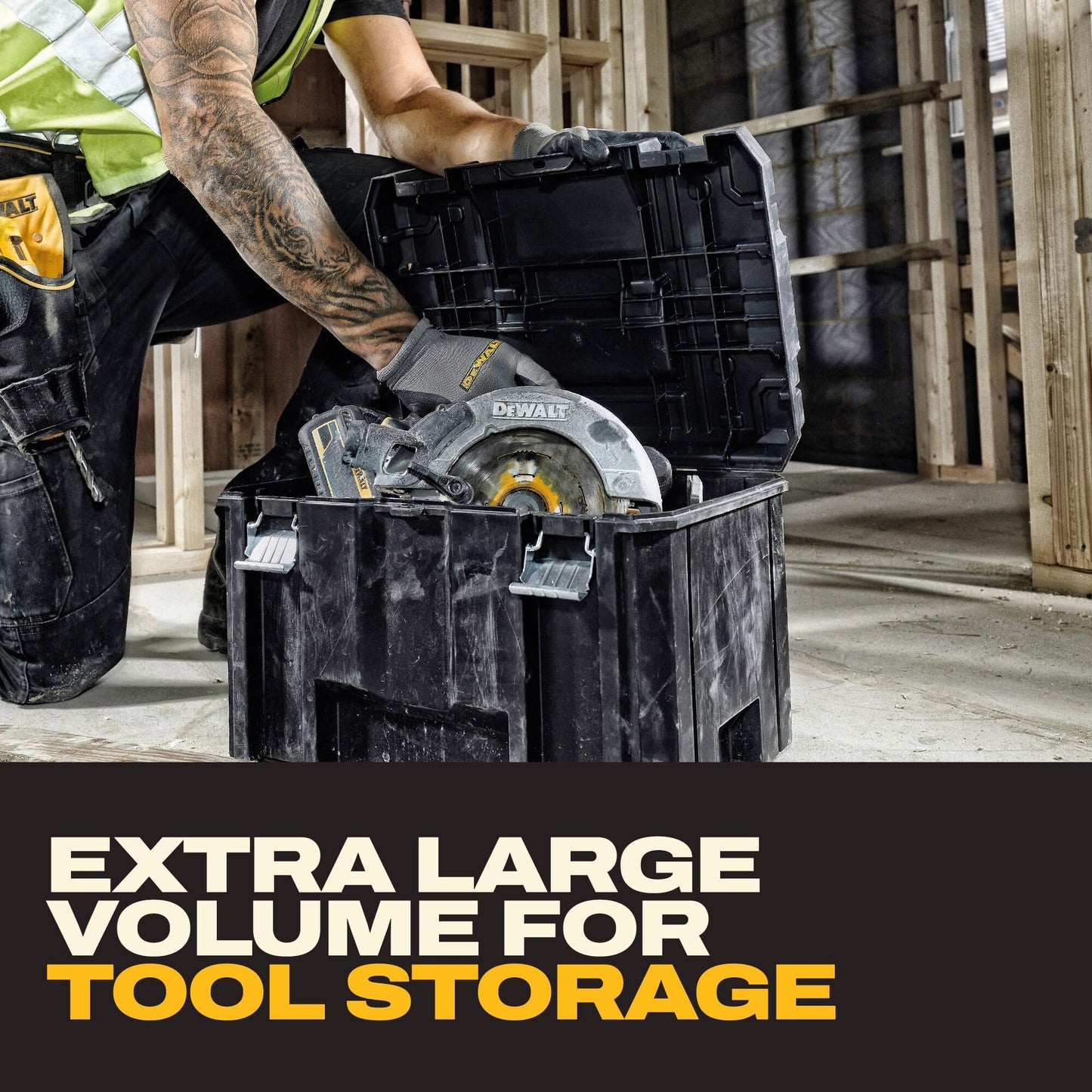 DEWALT TSTAK Tool Box, Extra Large Design, Removable Tray for Easy Access to Tools, Water and Debris Resistant (DWST17806)