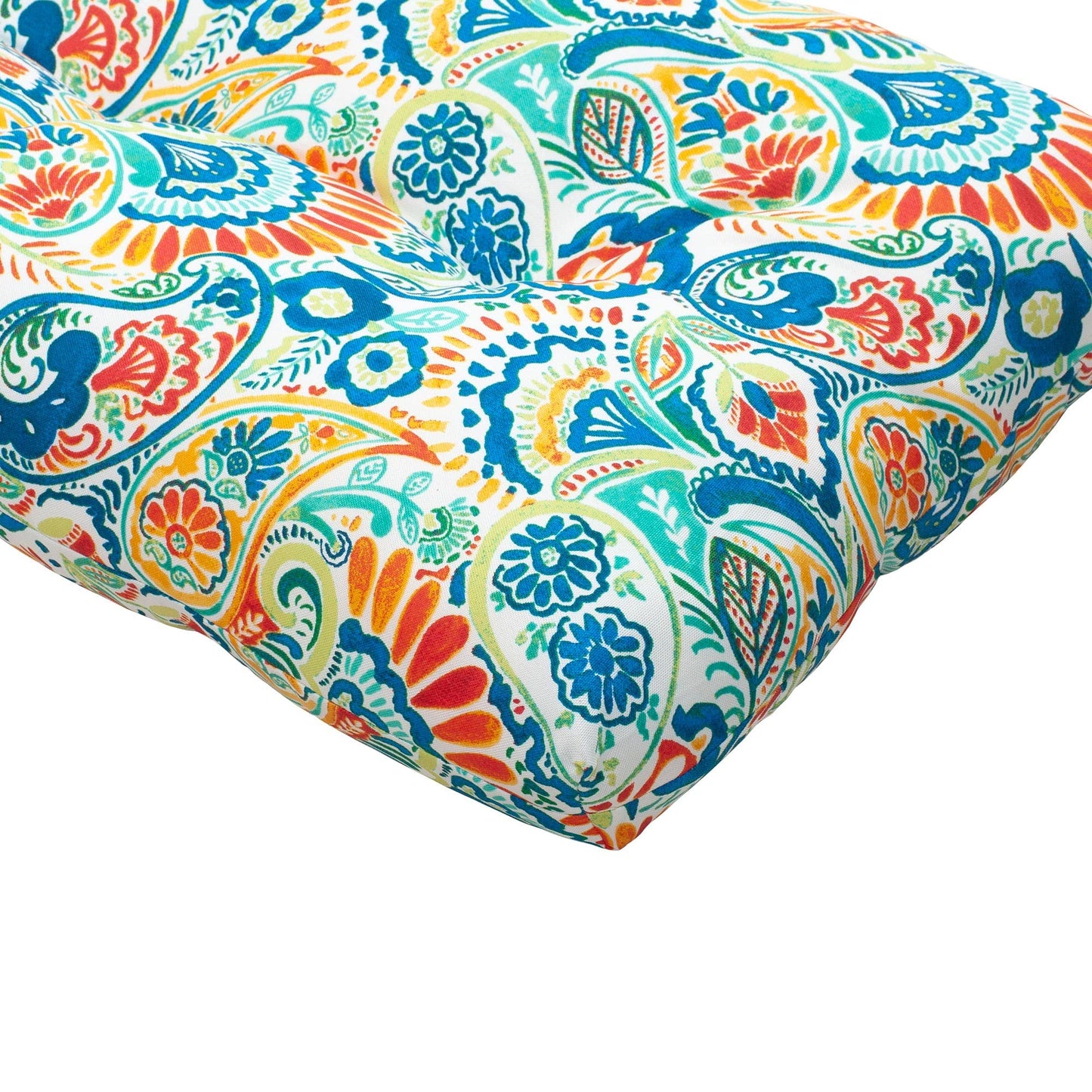 Magpie Fabrics Indoor Outdoor Bench Cushion 42"x18", Non-Slip Tufted Long Seat Pads, Patio Loveseat Cushion for Window, Garden, Swing, Settee - Paisley Multi