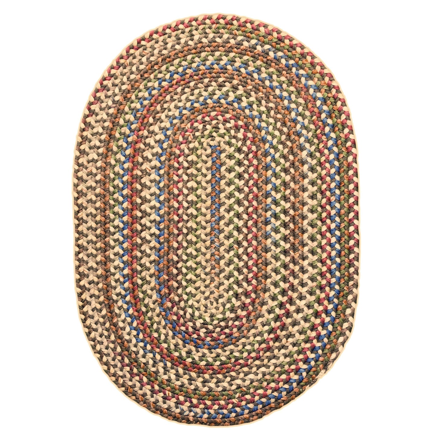 Super Area Rugs Roxbury American Made Braided Rug for Indoor Outdoor Spaces, Dk. Taupe/Natural Multi, 2' X 3' Oval