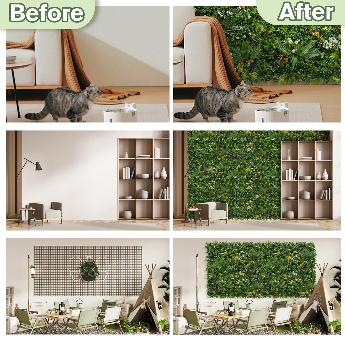 DOPGIB Artificial Green Wall Panels: 40"x120" Faux Greenery Vine Hedge Ivy Privacy Fence Screen with UV Protection&Fake Boxwood Plant Backdrop for Indoor Wedding and Outdoor Garden Backyard Decor